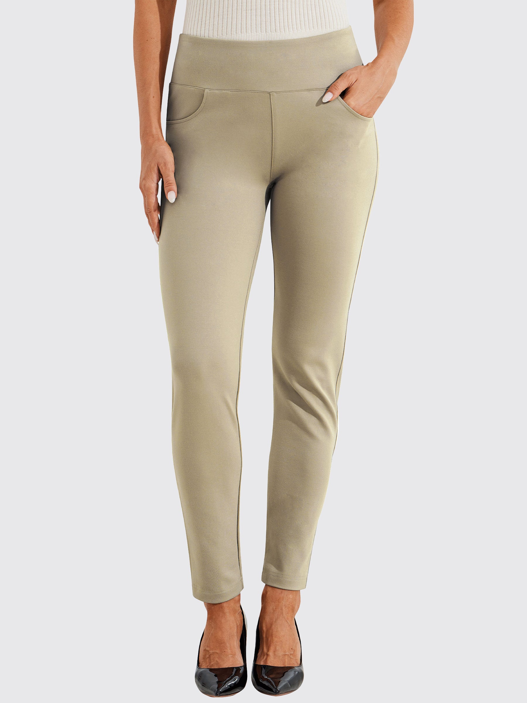 Womens Skinny Stretch Dress Pants light khaki