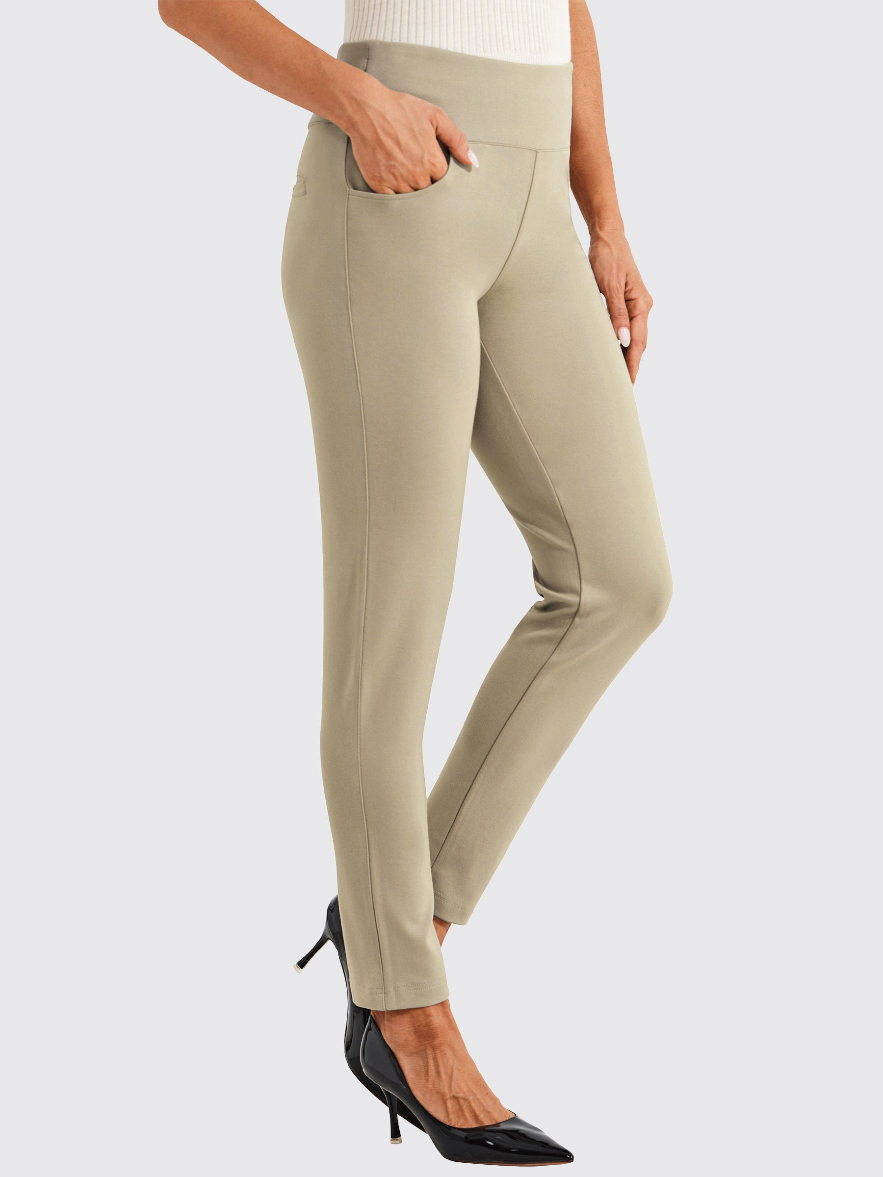 Womens Skinny Stretch Dress Pants light khaki