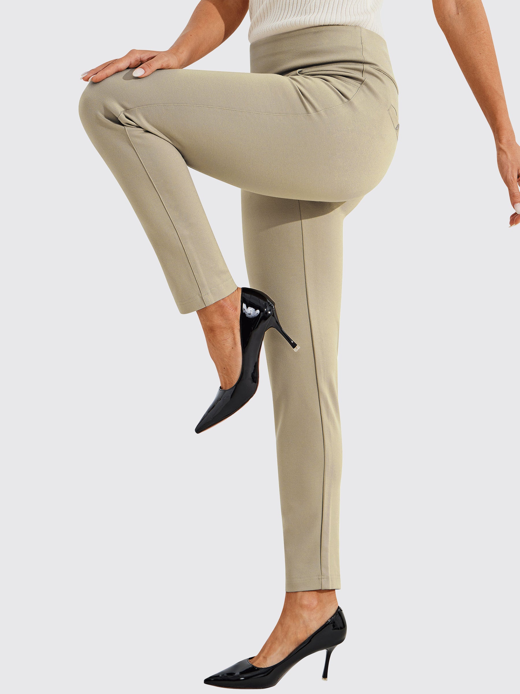 Womens Skinny Stretch Dress Pants light khaki