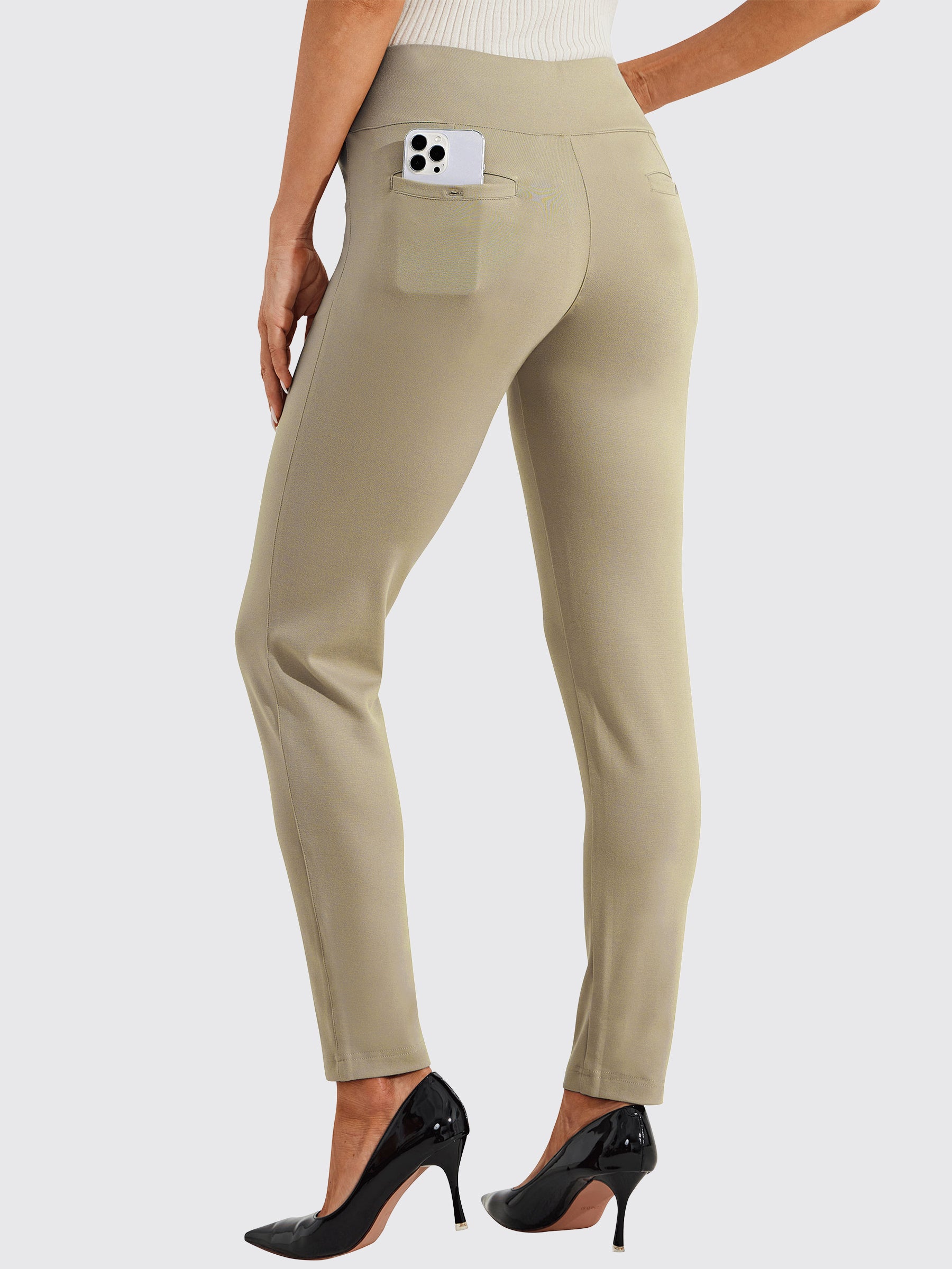 Womens Skinny Stretch Dress Pants light khaki