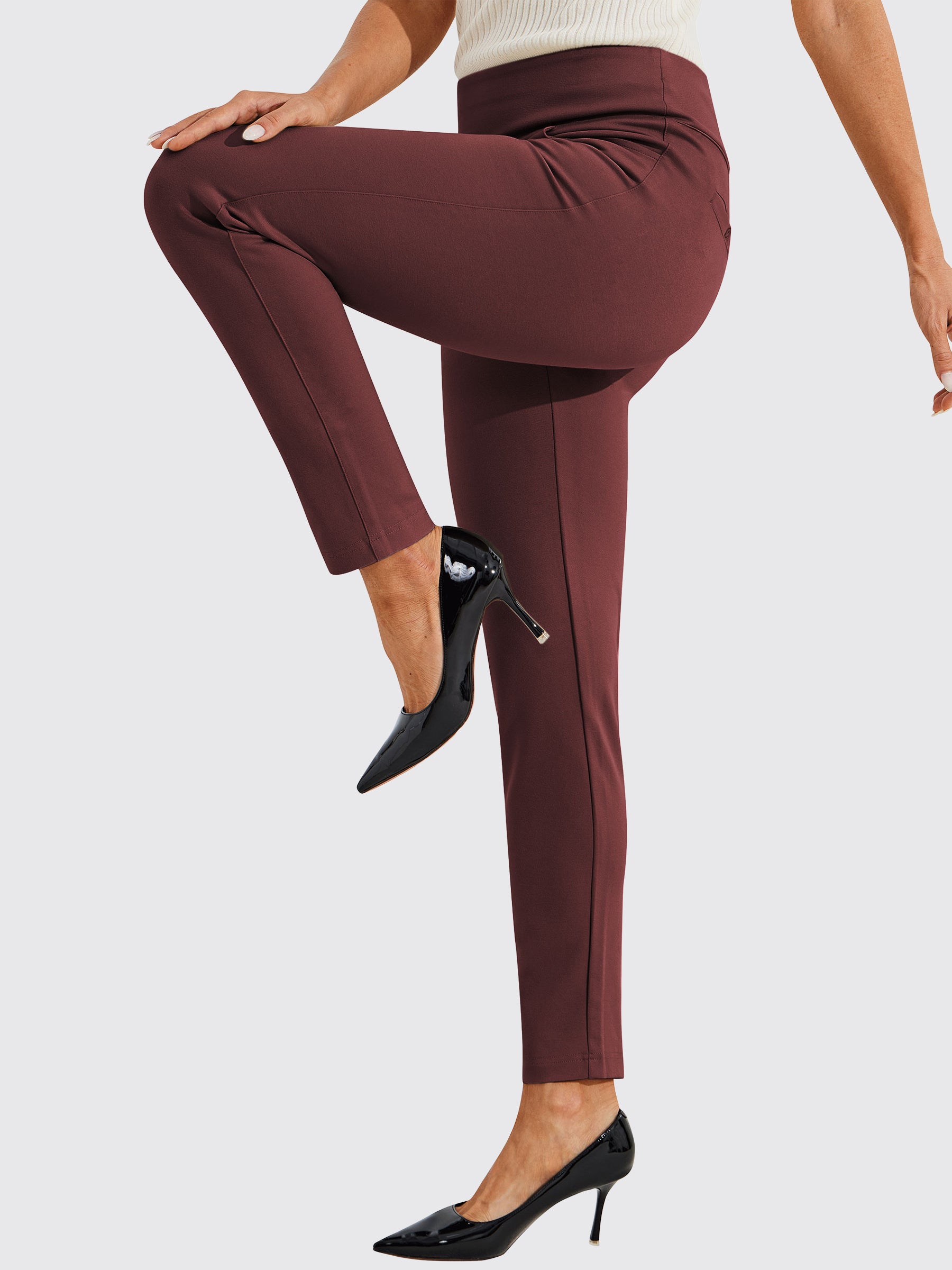 Womens Skinny Stretch Dress Pants wine