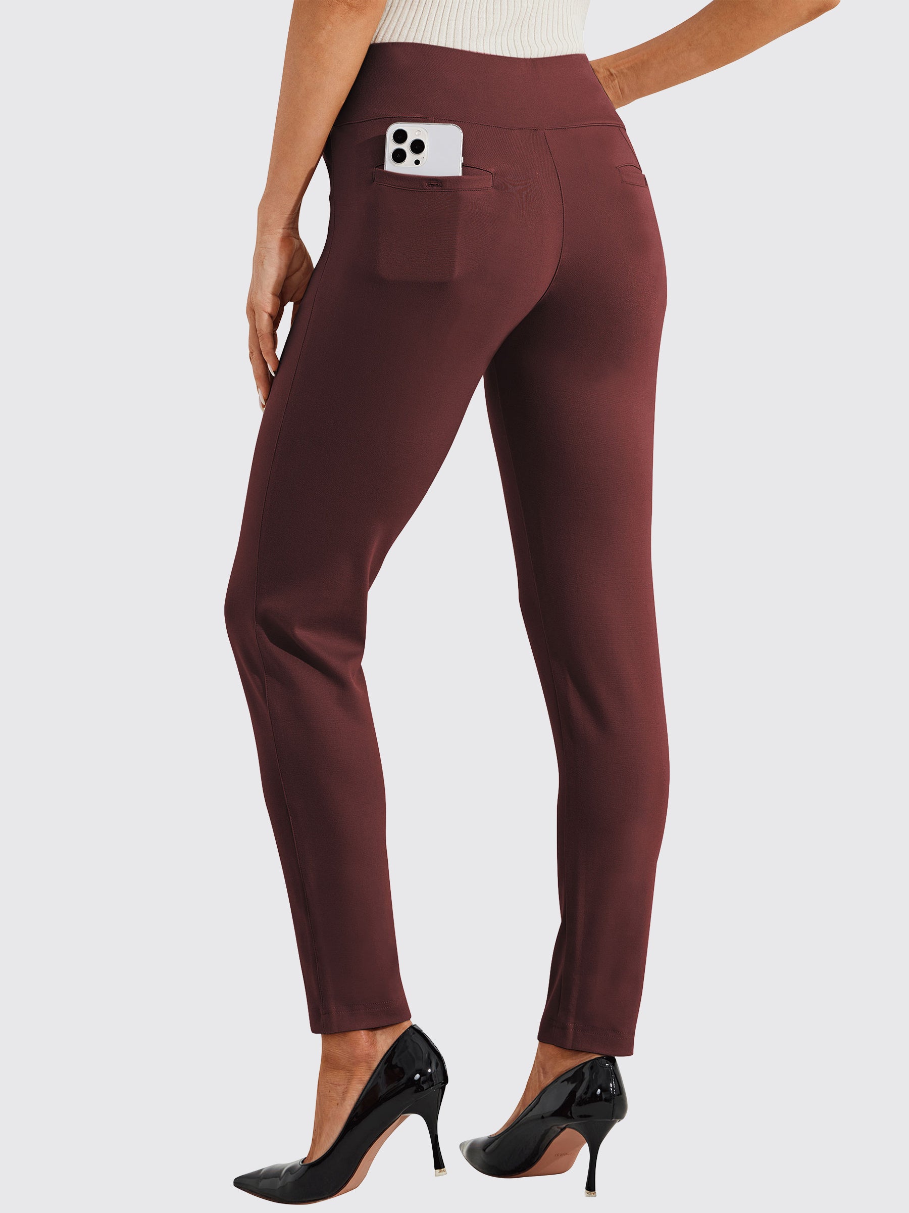Womens Skinny Stretch Dress Pants wine