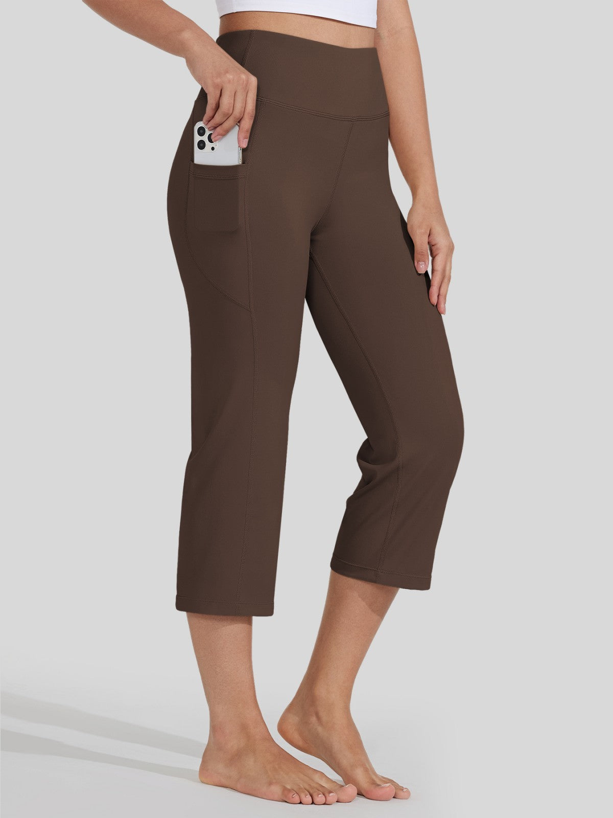 Willit Women's Straight Leg Capris Pants_light gray