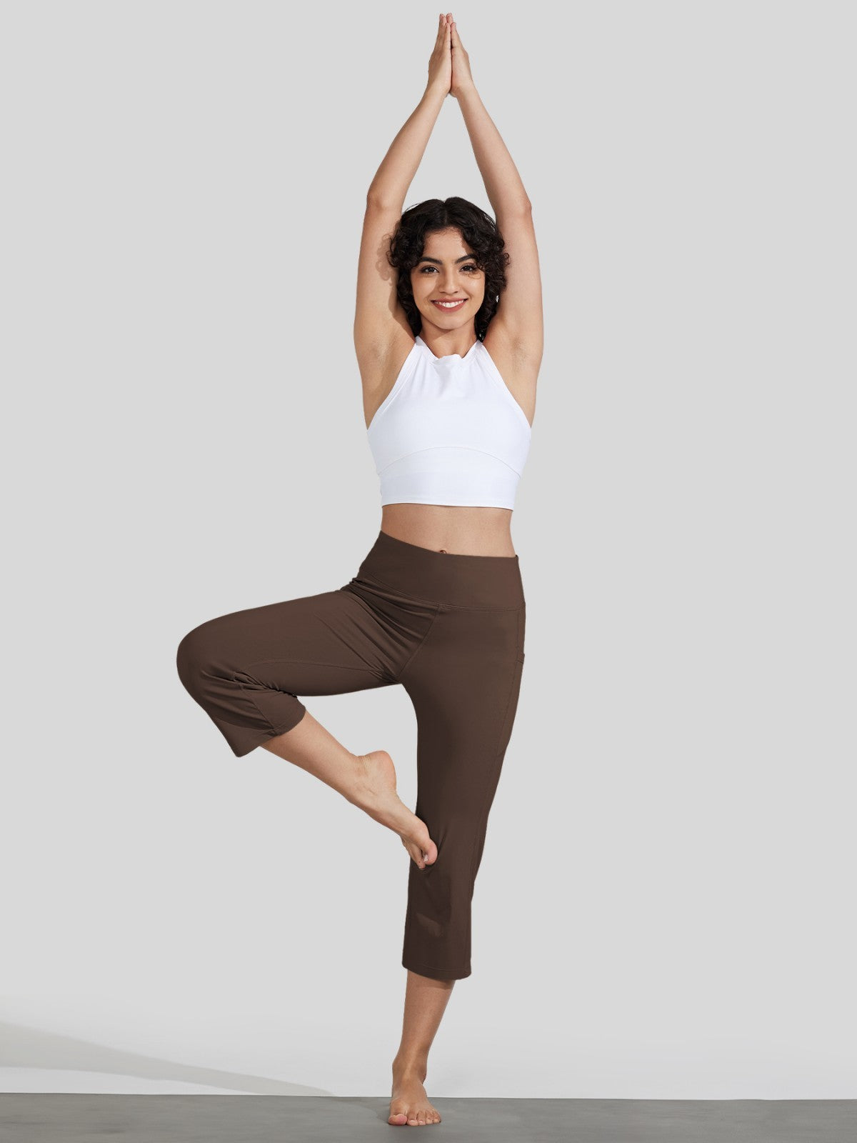 Willit Women's Straight Leg Capris Pants_light gray