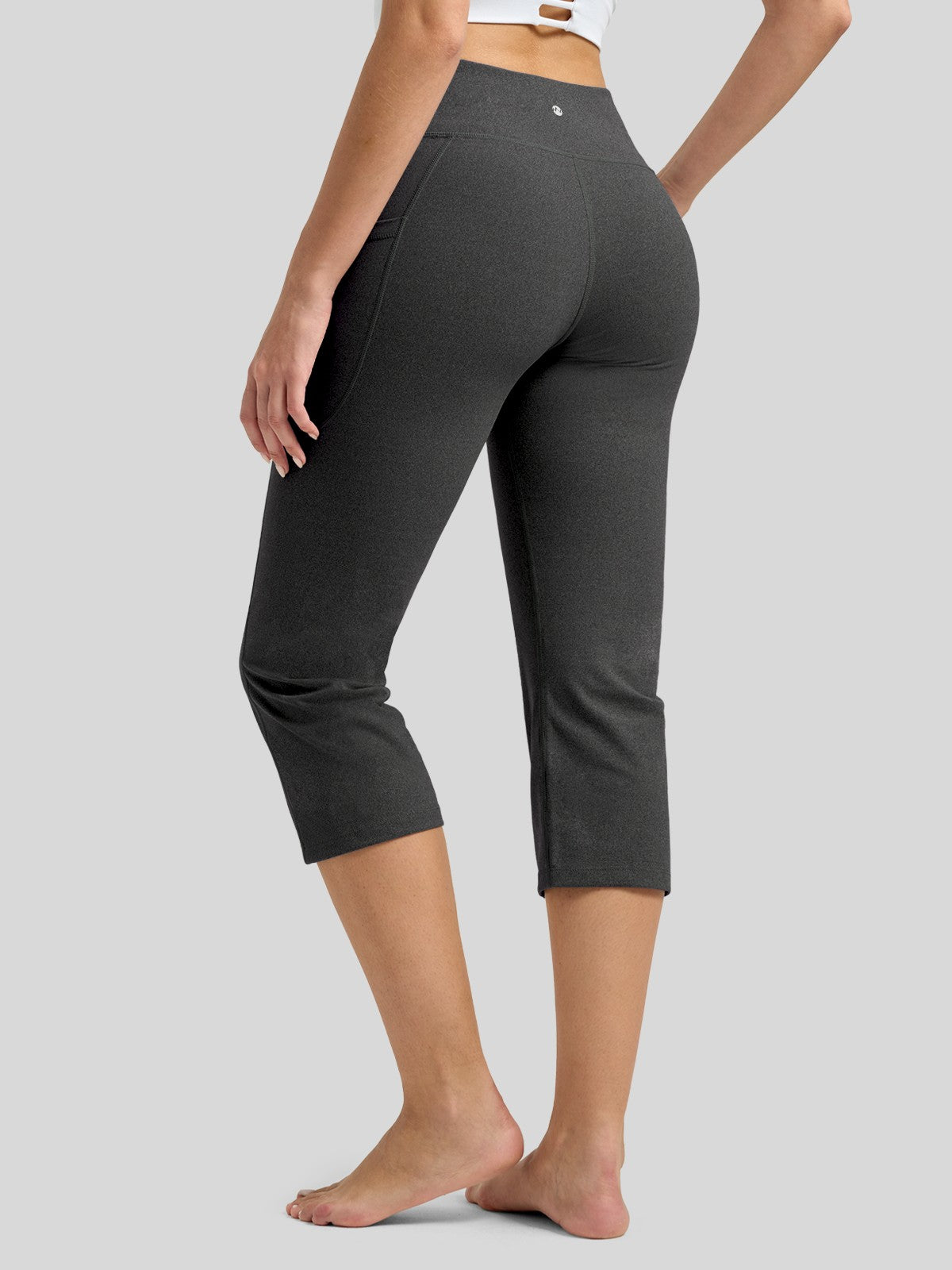 Willit Women's Straight Leg Capris Pants_dark gray