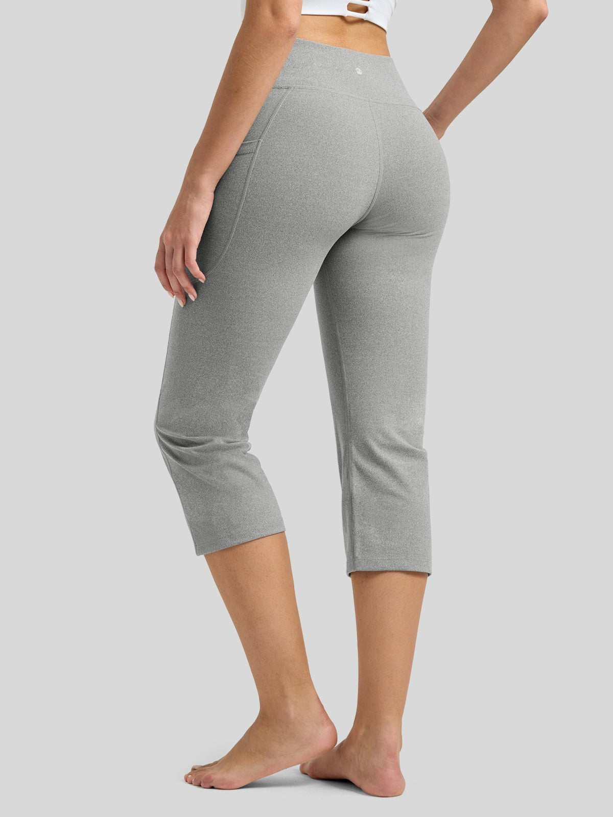 Willit Women's Straight Leg Capris Pants_light gray