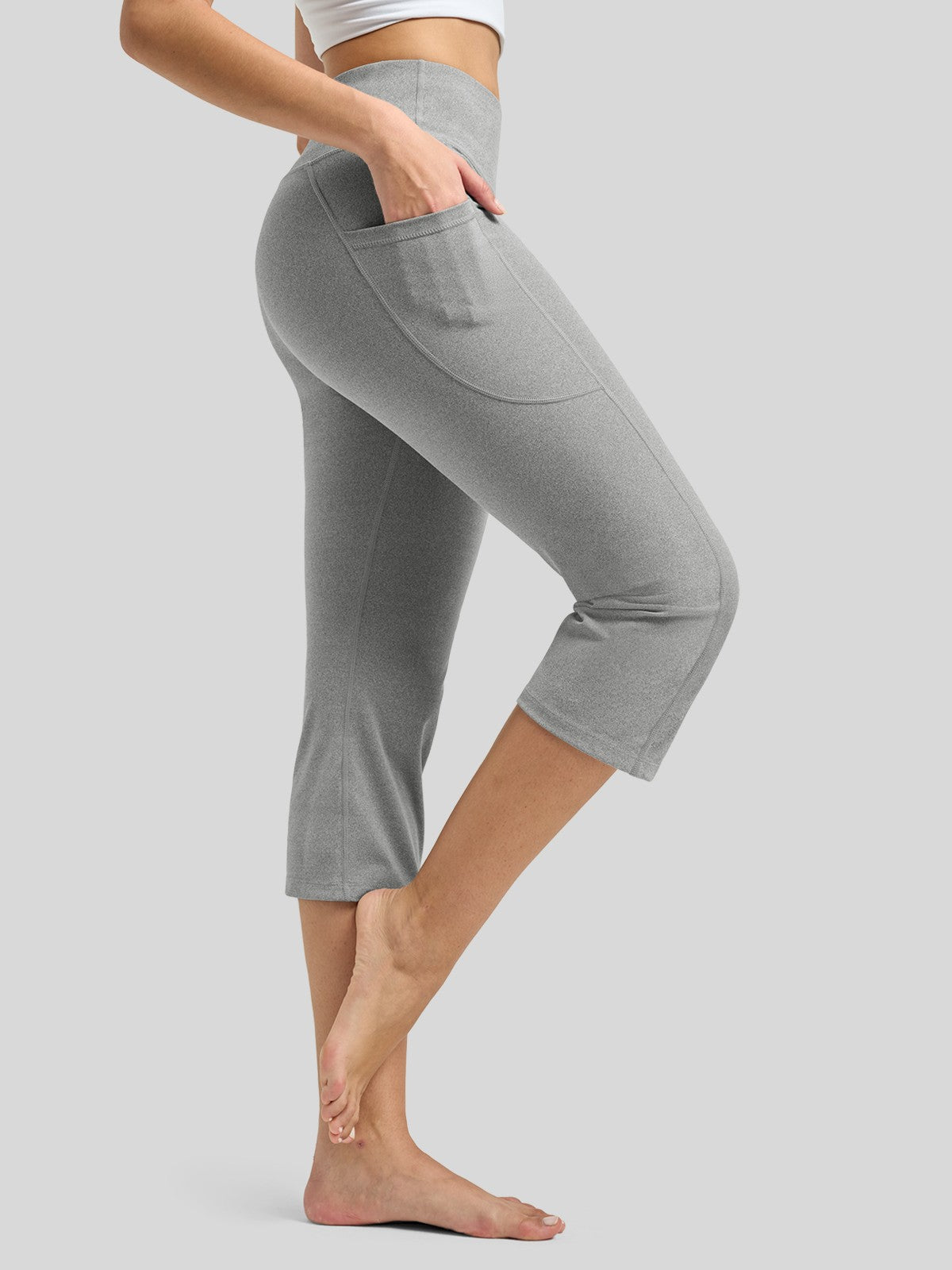 Willit Women's Straight Leg Capris Pants_light gray