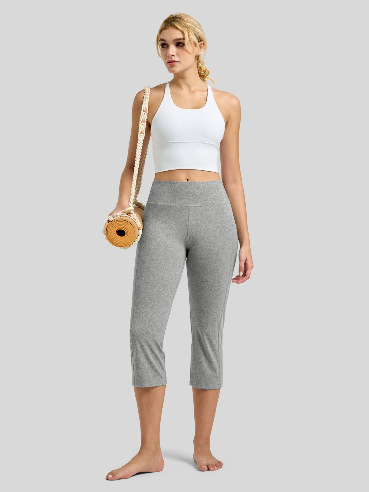 Willit Women's Straight Leg Capris Pants_light gray