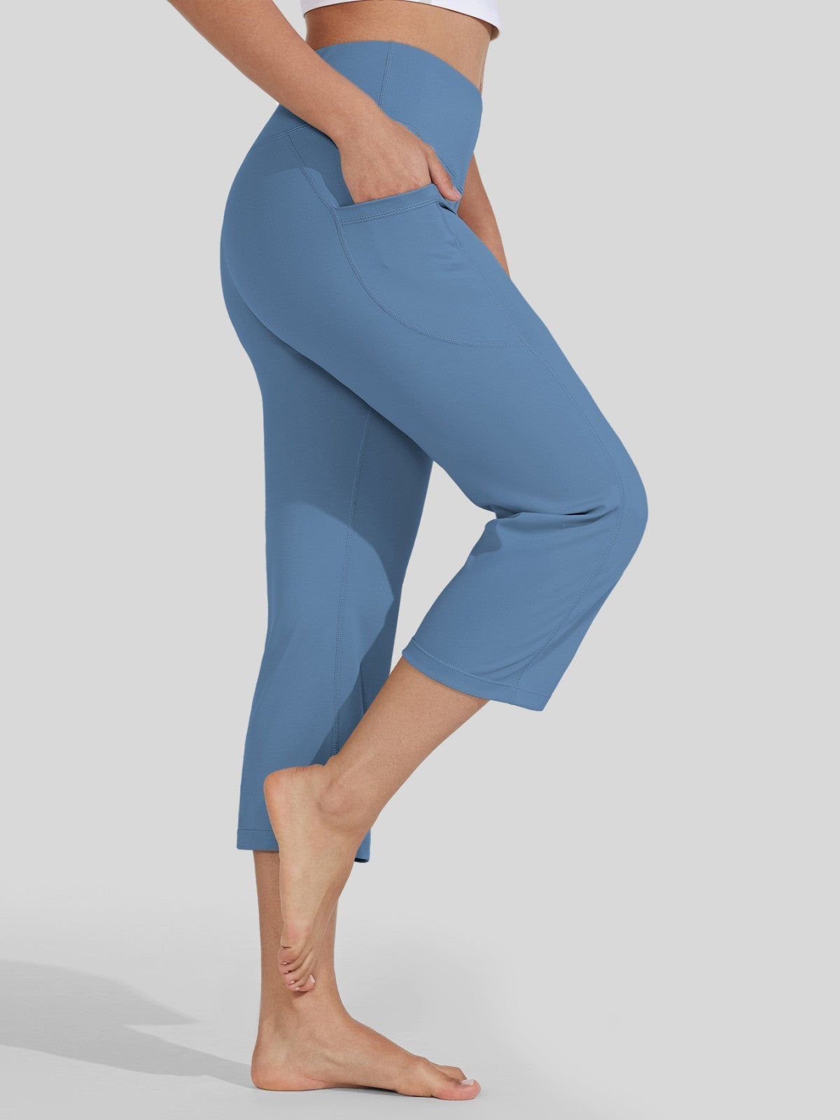 Willit Women's Straight Leg Capris Pants_lake blue