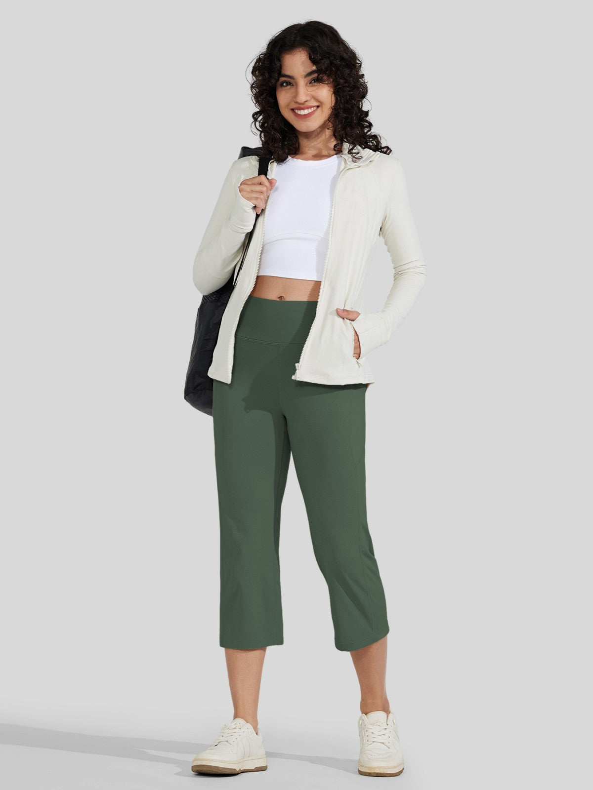 Willit Women's Straight Leg Capris Pants_balck