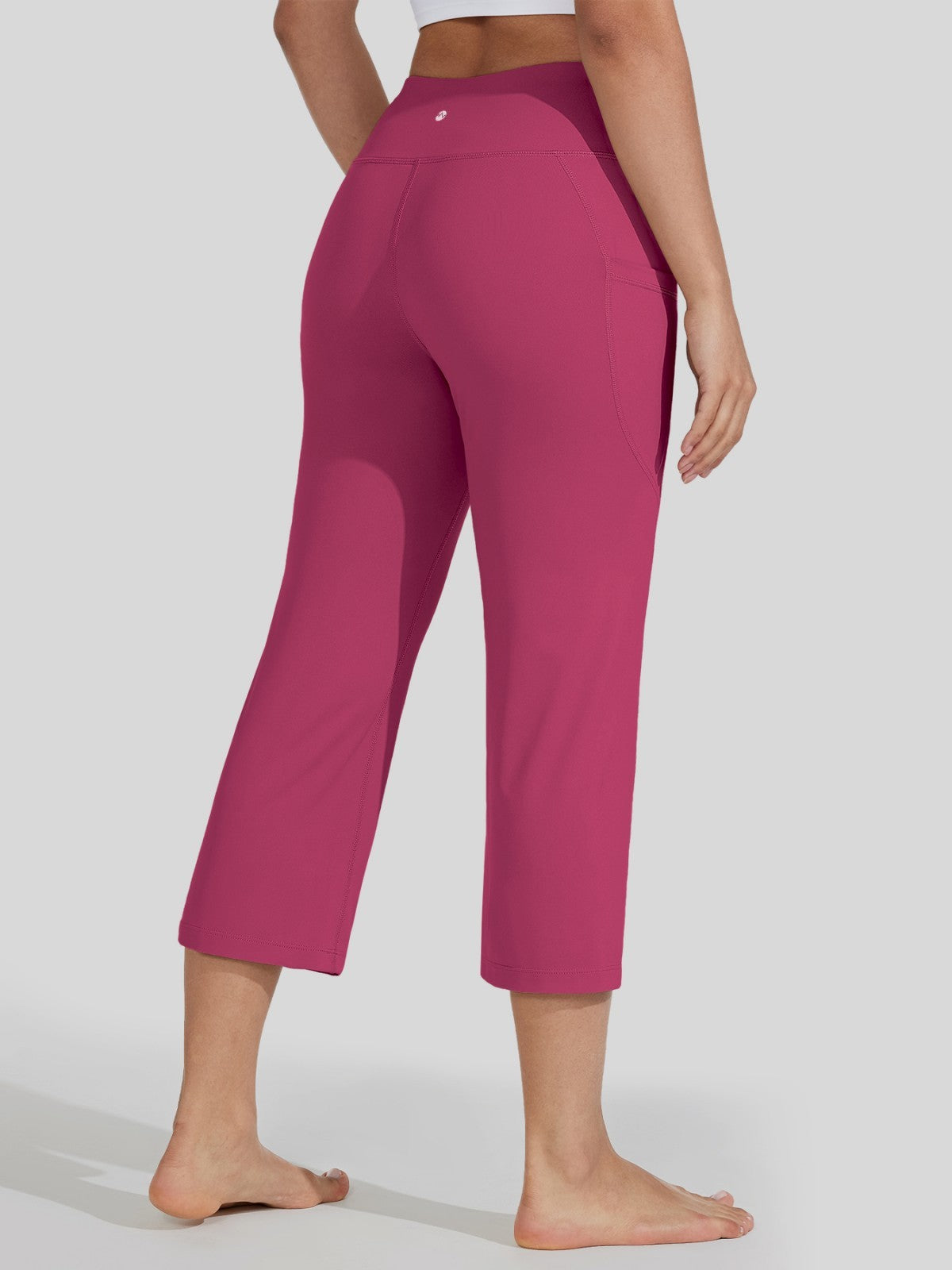 Willit Women's Straight Leg Capris Pants_rose red