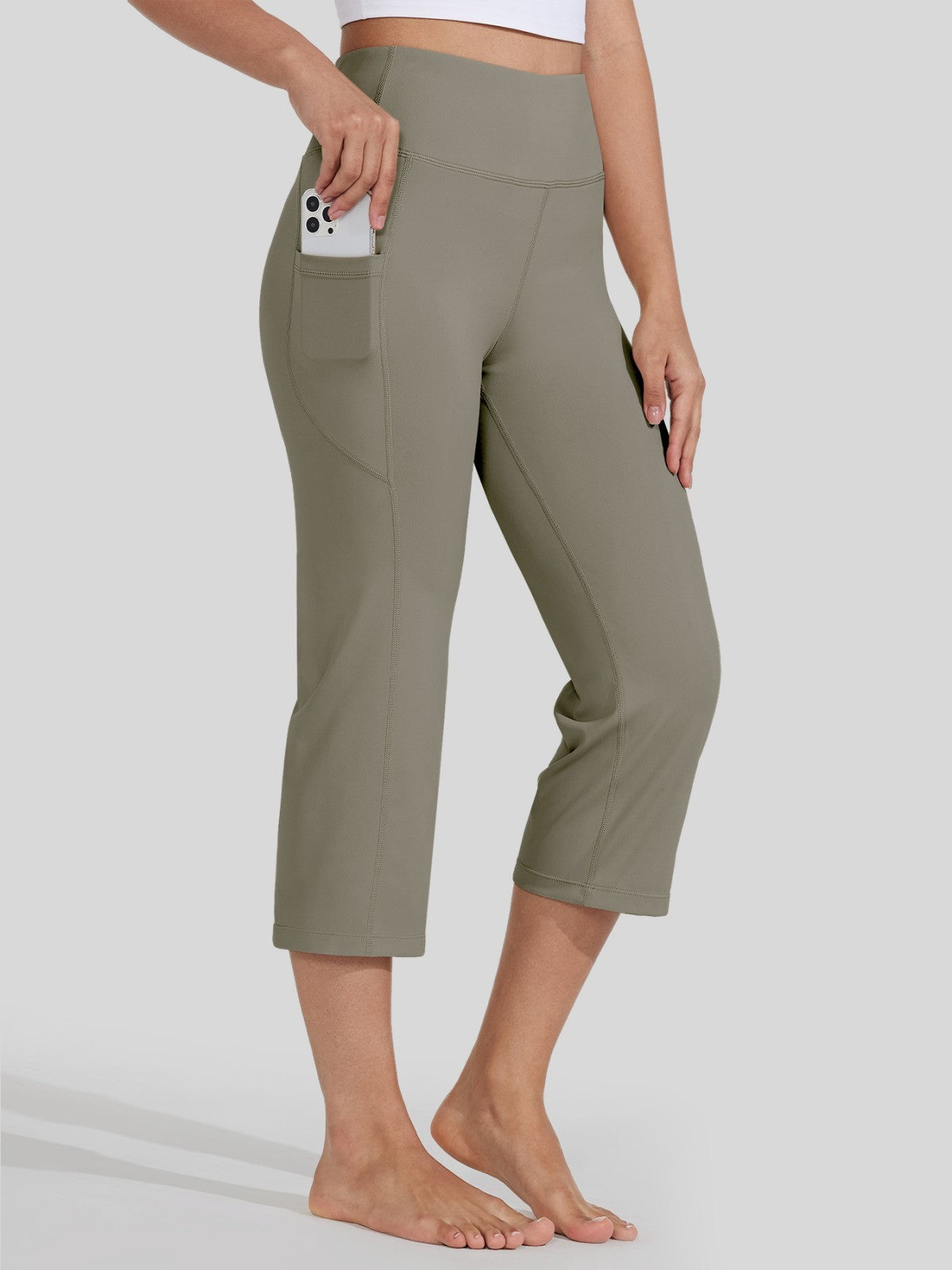 Willit Women's Straight Leg Capris Pants_sage green