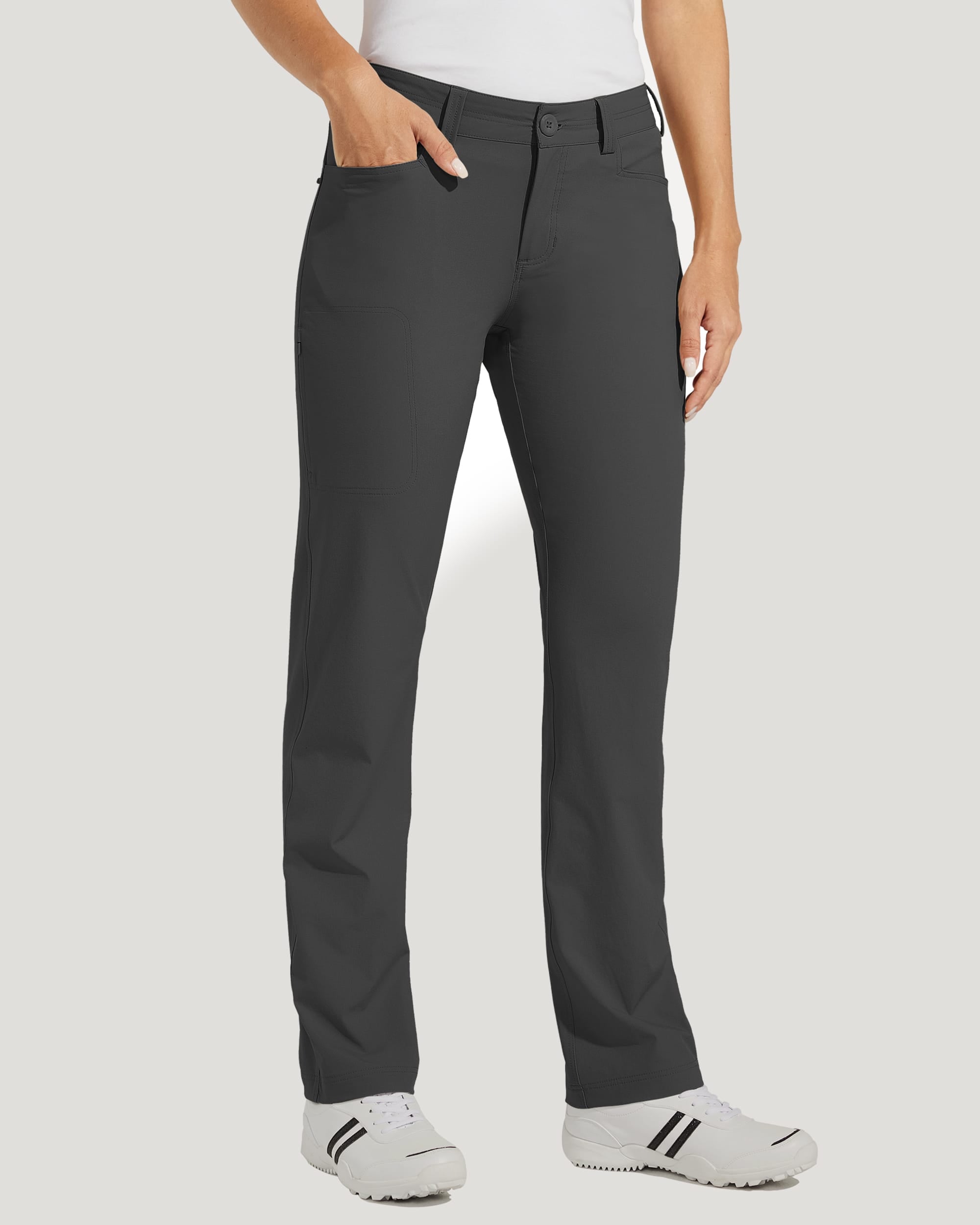 Women's Stretch Athletic Pants_DeepGray_model2