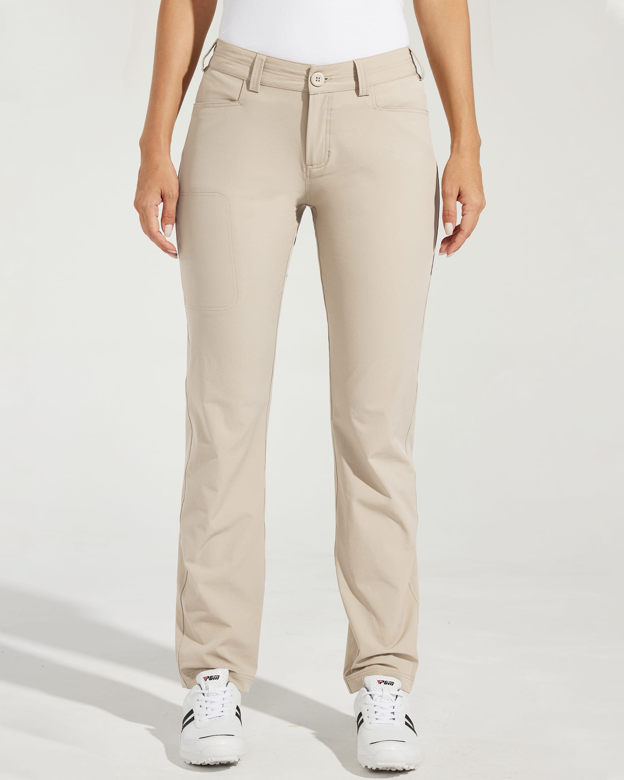 Women's Stretch Athletic Pants_Khaki_model1