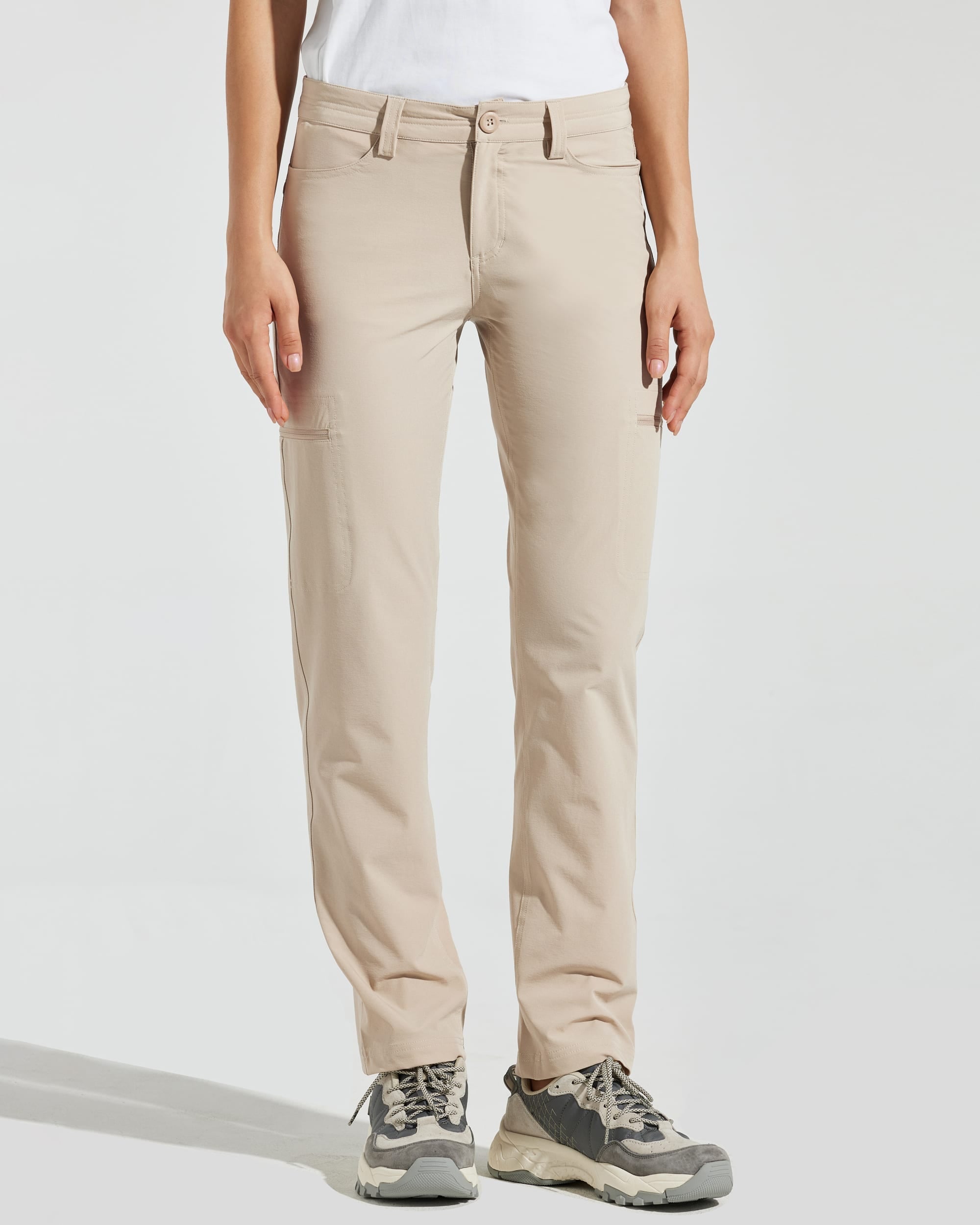 Women's Waterproof Hiking Pants_Khaki_model1