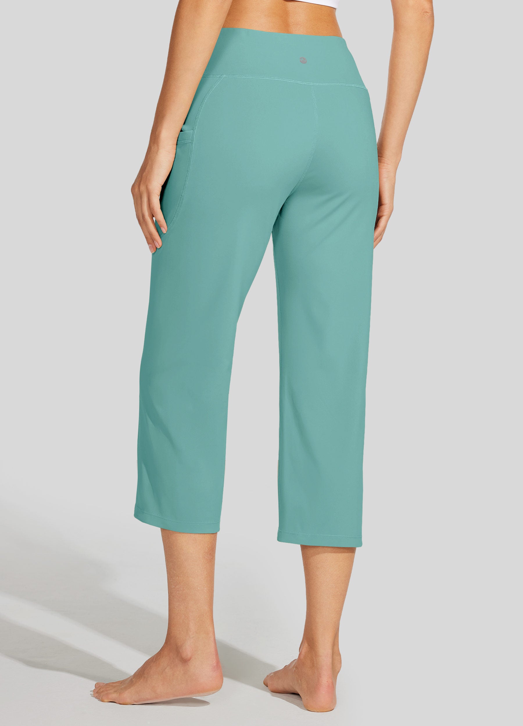Womens Crossover Yoga Capris aqua