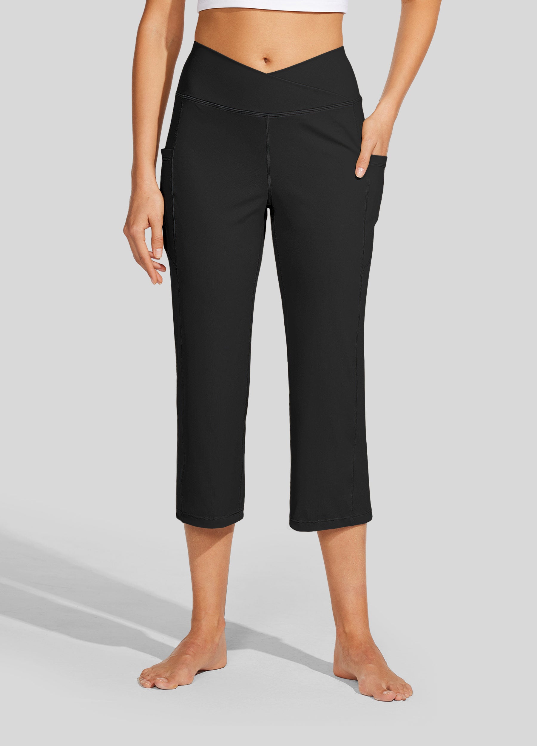 Womens Crossover Yoga Capris black