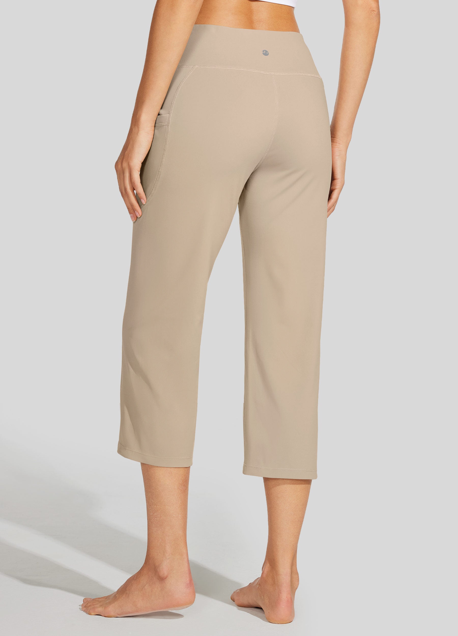 Womens Crossover Yoga Capris khaki