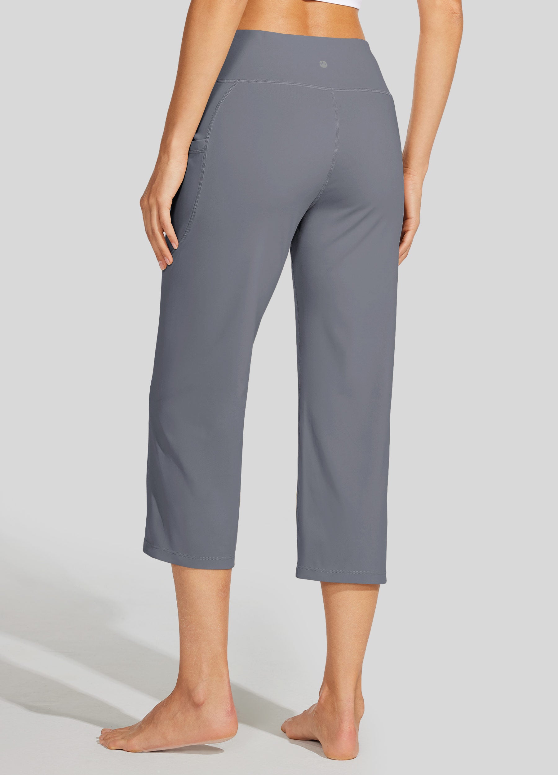Womens Crossover Yoga Capris light gray