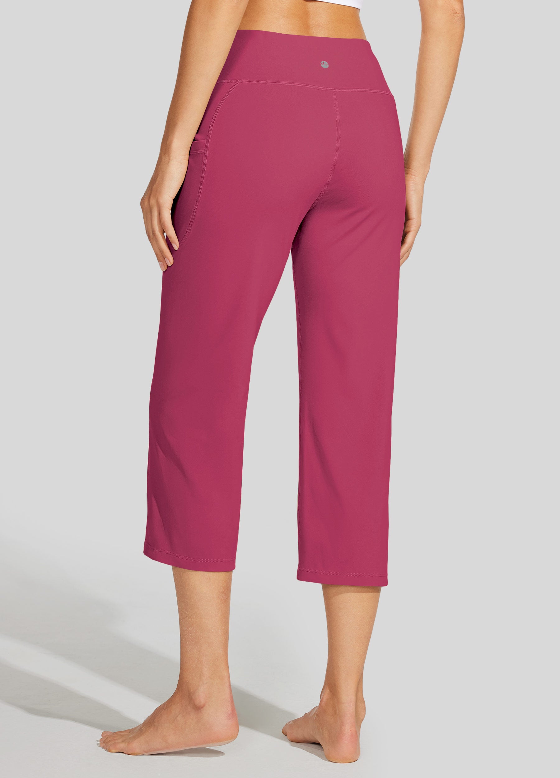 Womens Crossover Yoga Capris rose red