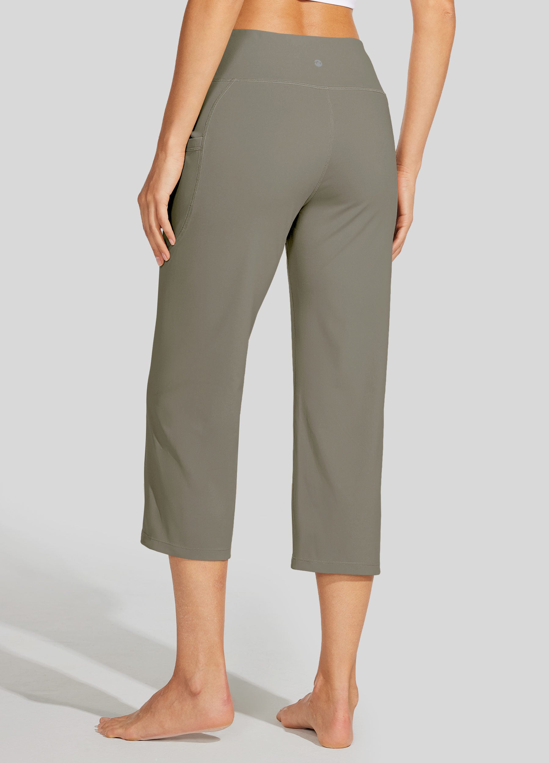 Womens Crossover Yoga Capris sage green