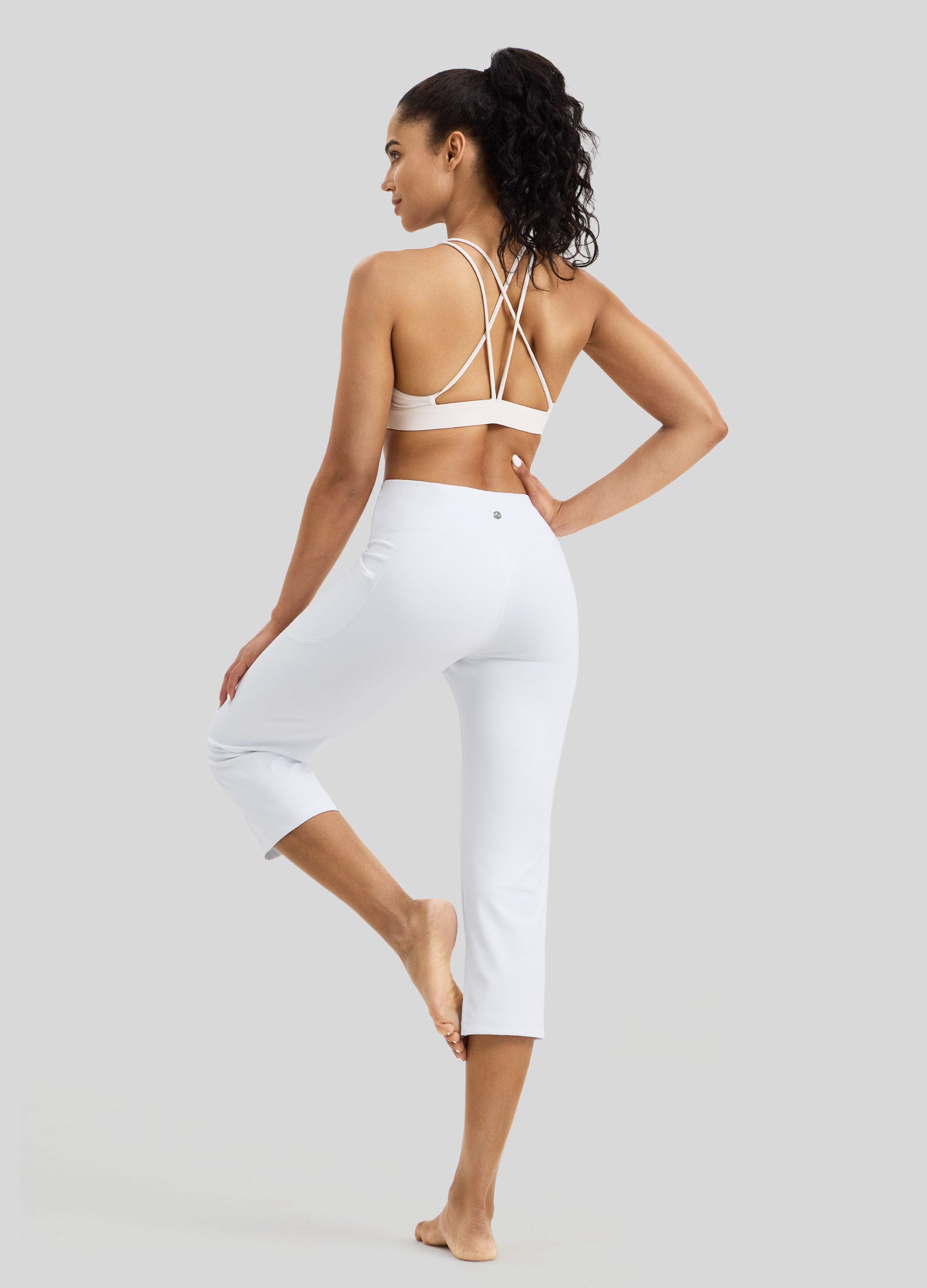 Womens Crossover Yoga Capris white