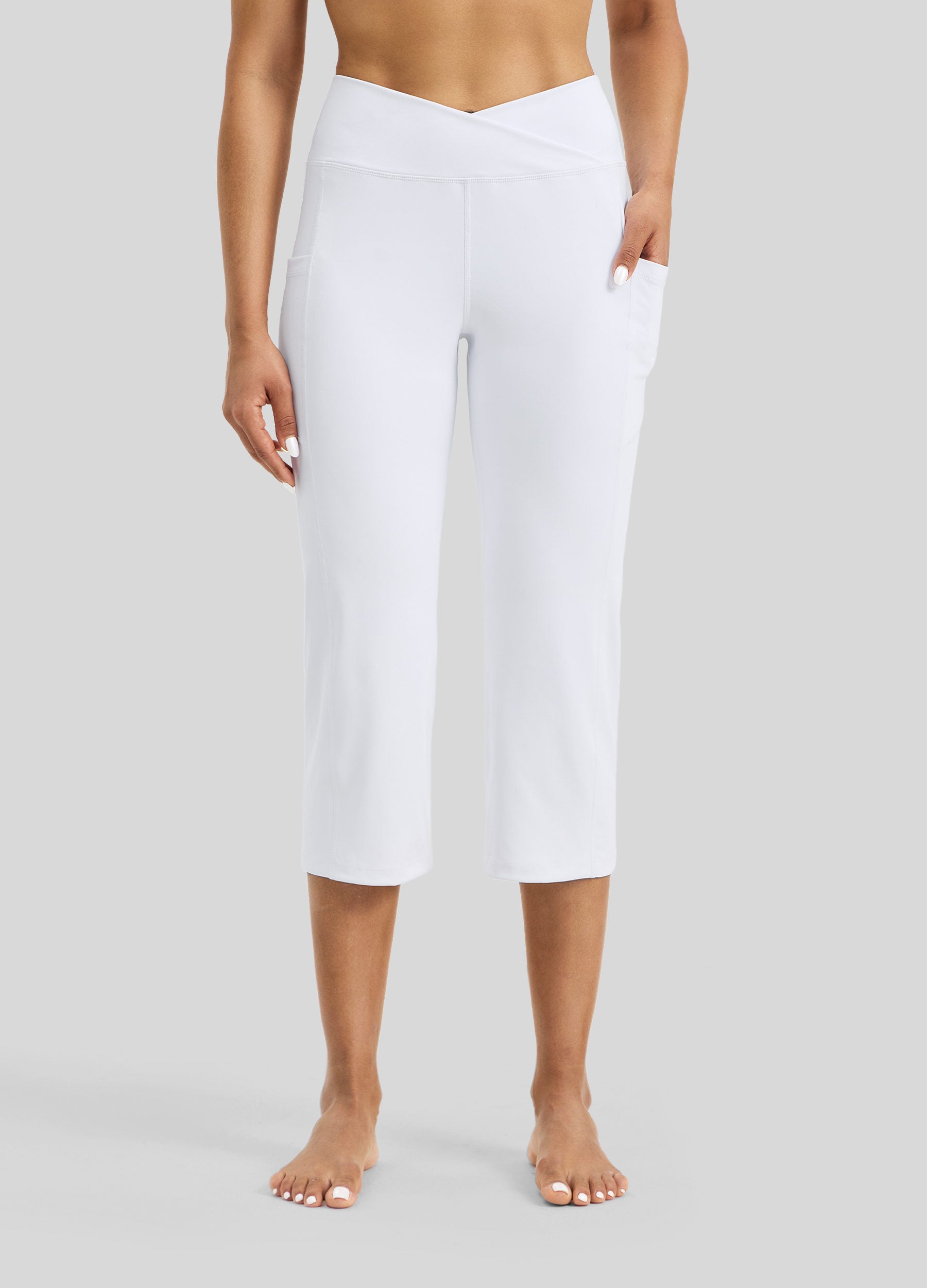 Womens Crossover Yoga Capris white