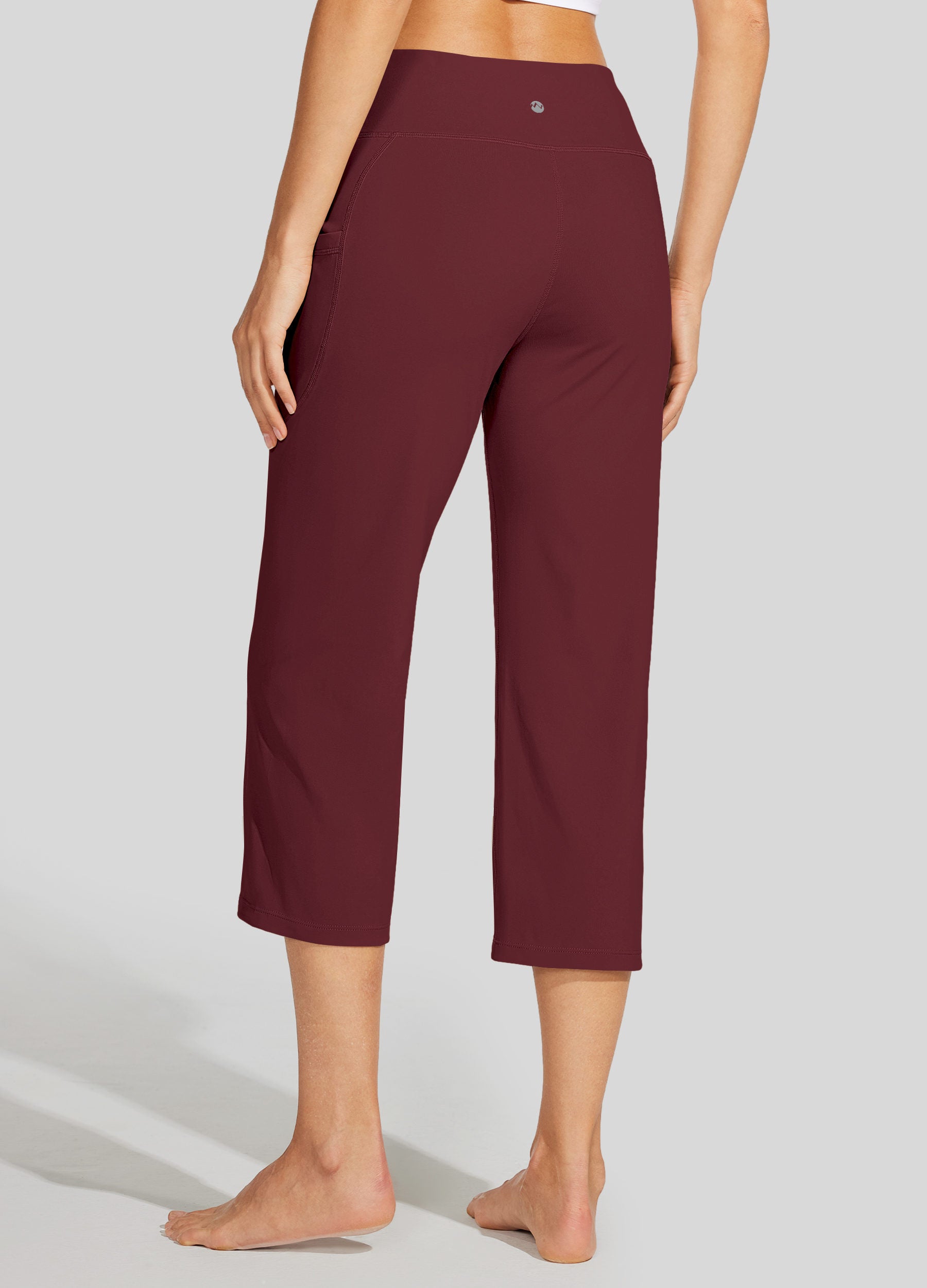 Womens Crossover Yoga Capris wine red