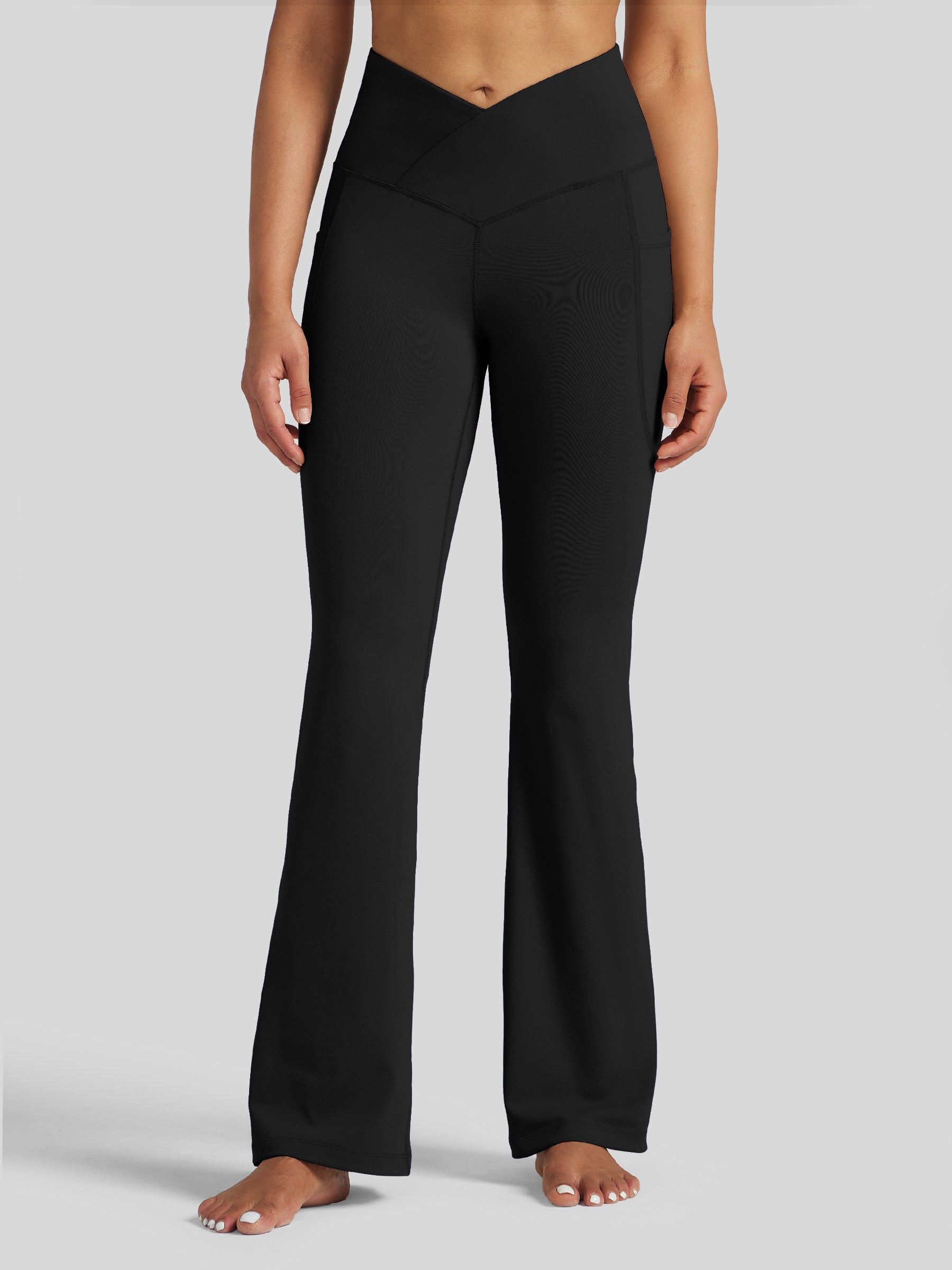 Womens Crossover Flare Yoga Leggings 29 Inch wine red