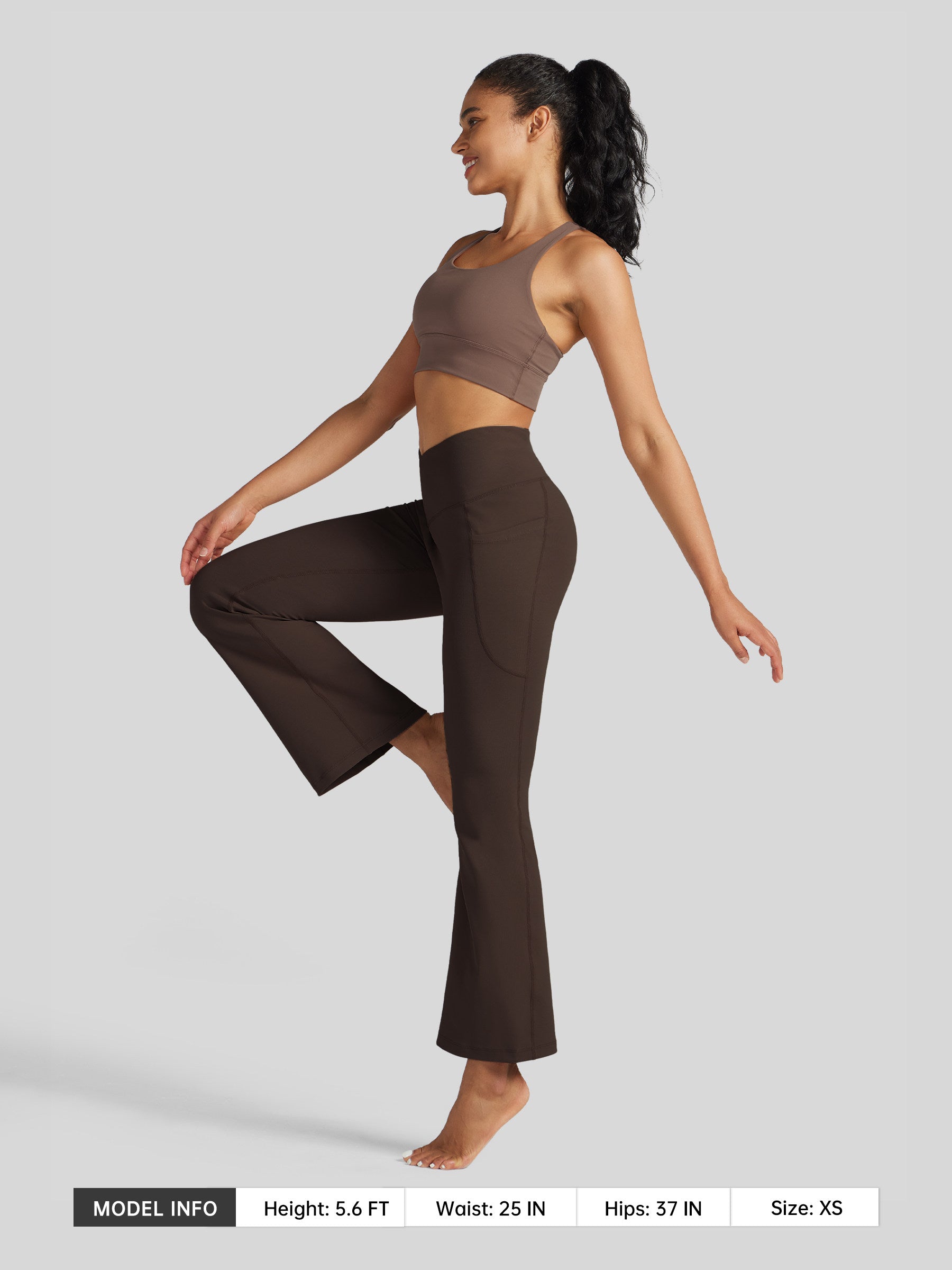 Womens Crossover Flare Yoga Leggings 29 Inch coffee