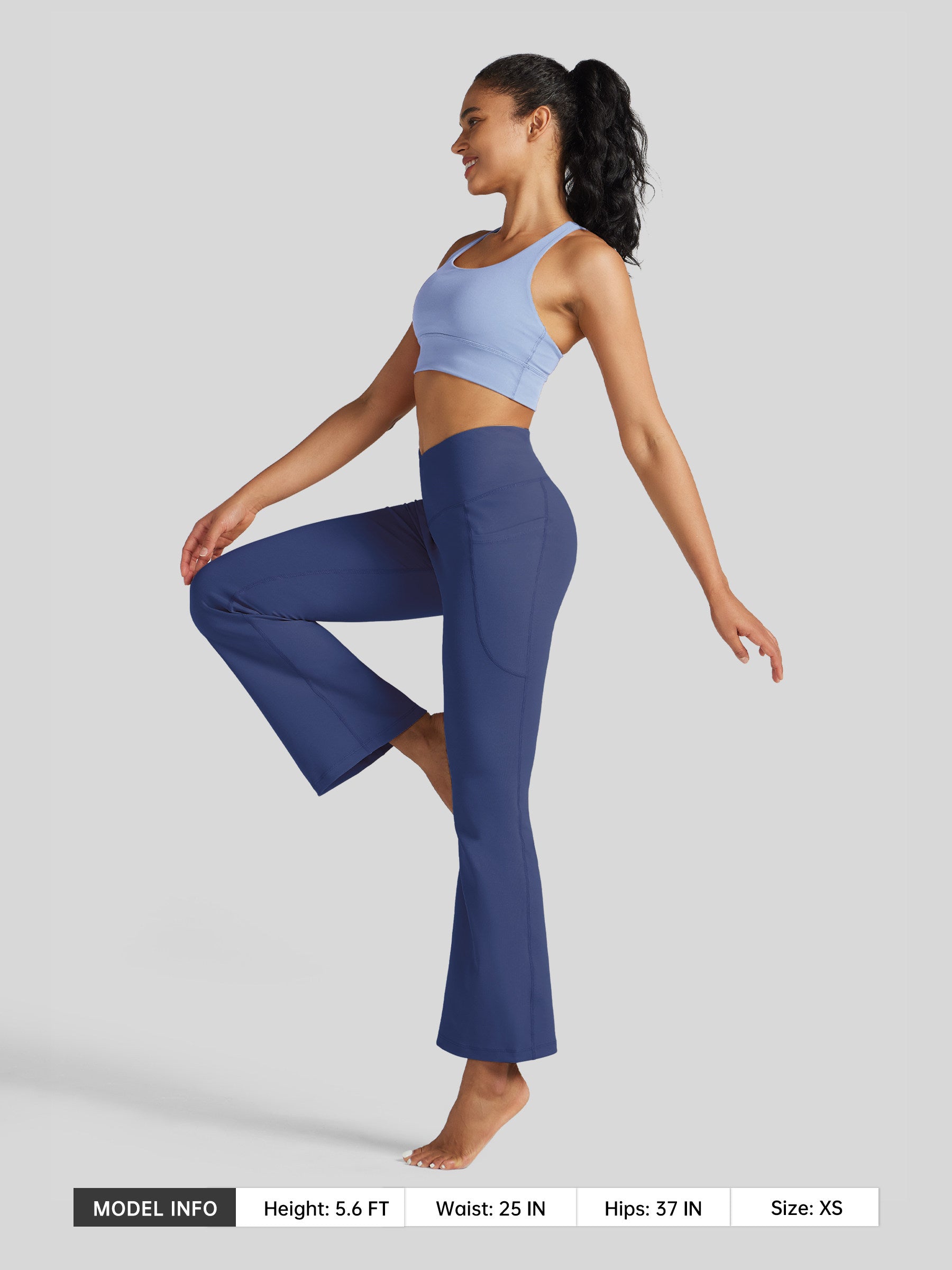 Womens Crossover Flare Yoga Leggings 31 Inch deep blue