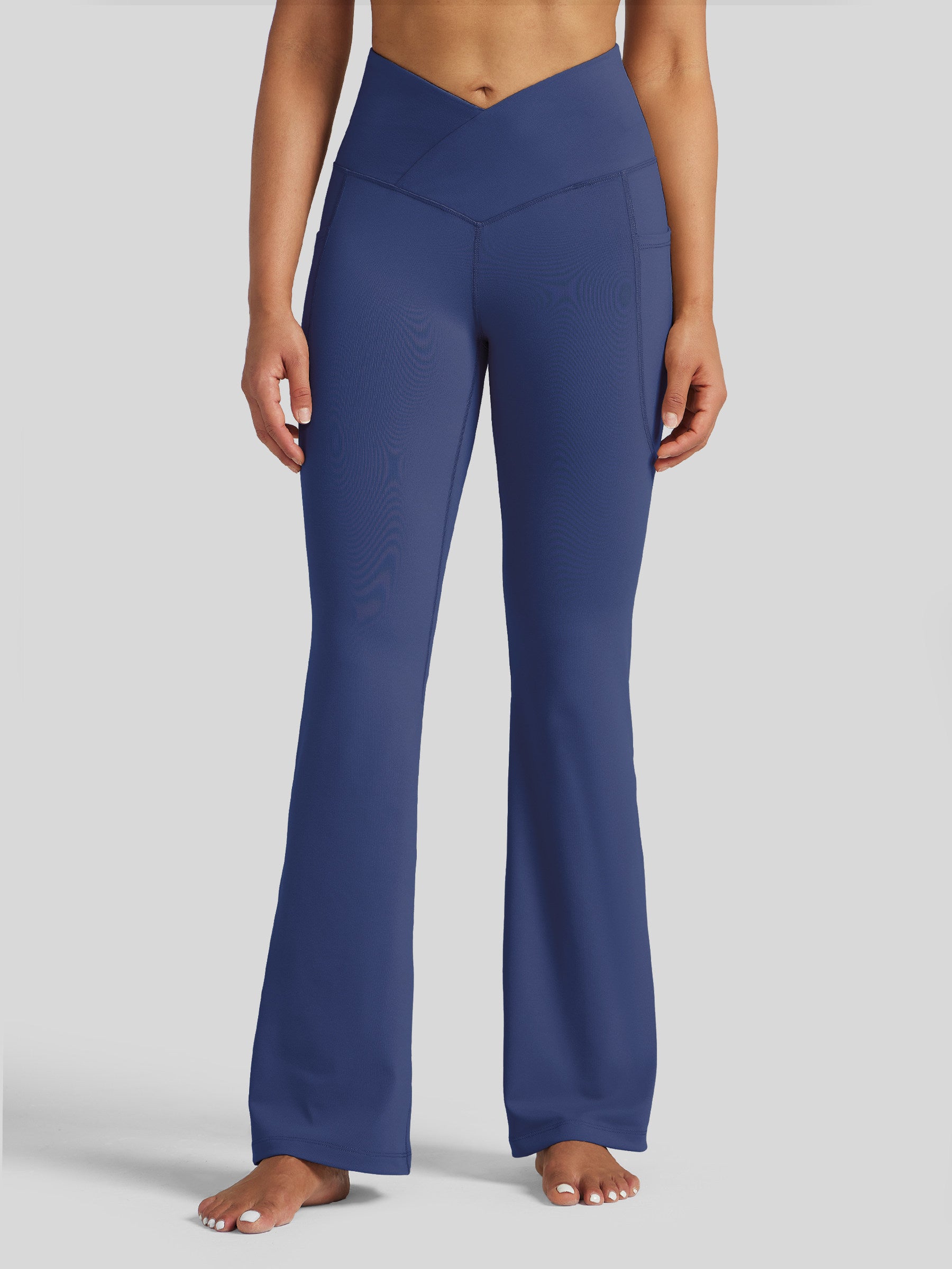 Womens Crossover Flare Yoga Leggings 29 Inch deep blue