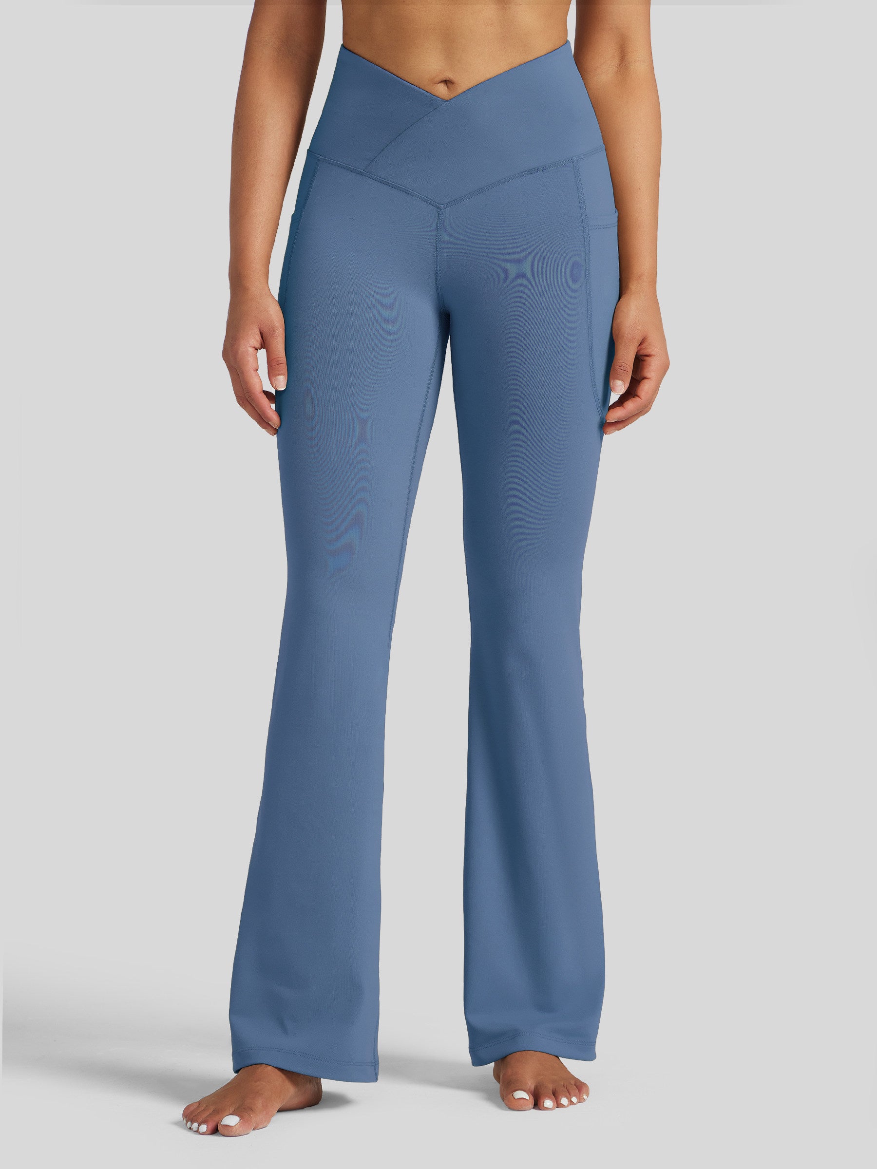 Womens Crossover Flare Yoga Leggings 31 Inch fog blue