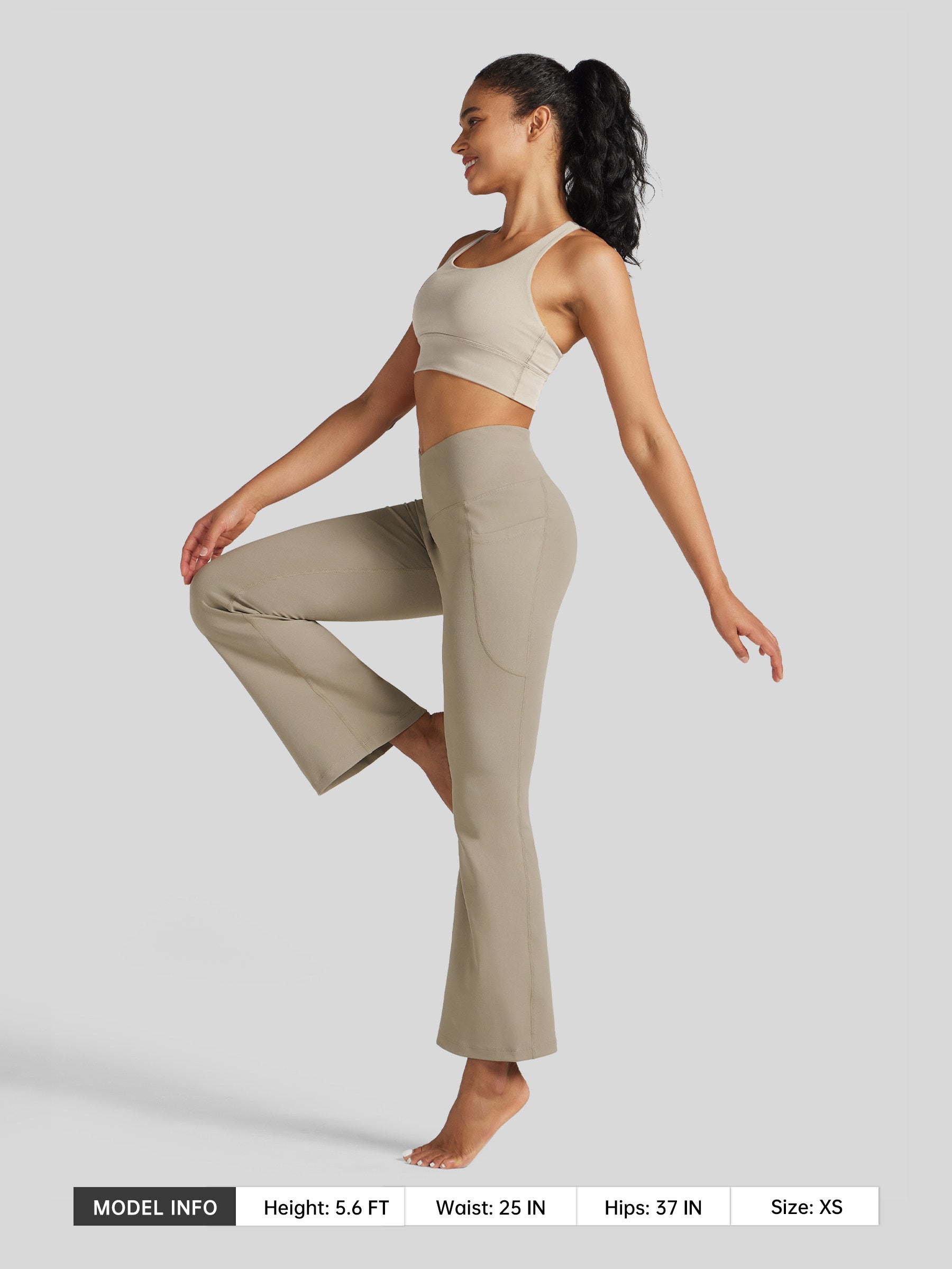 Womens Crossover Flare Yoga Leggings 29 Inch khaki
