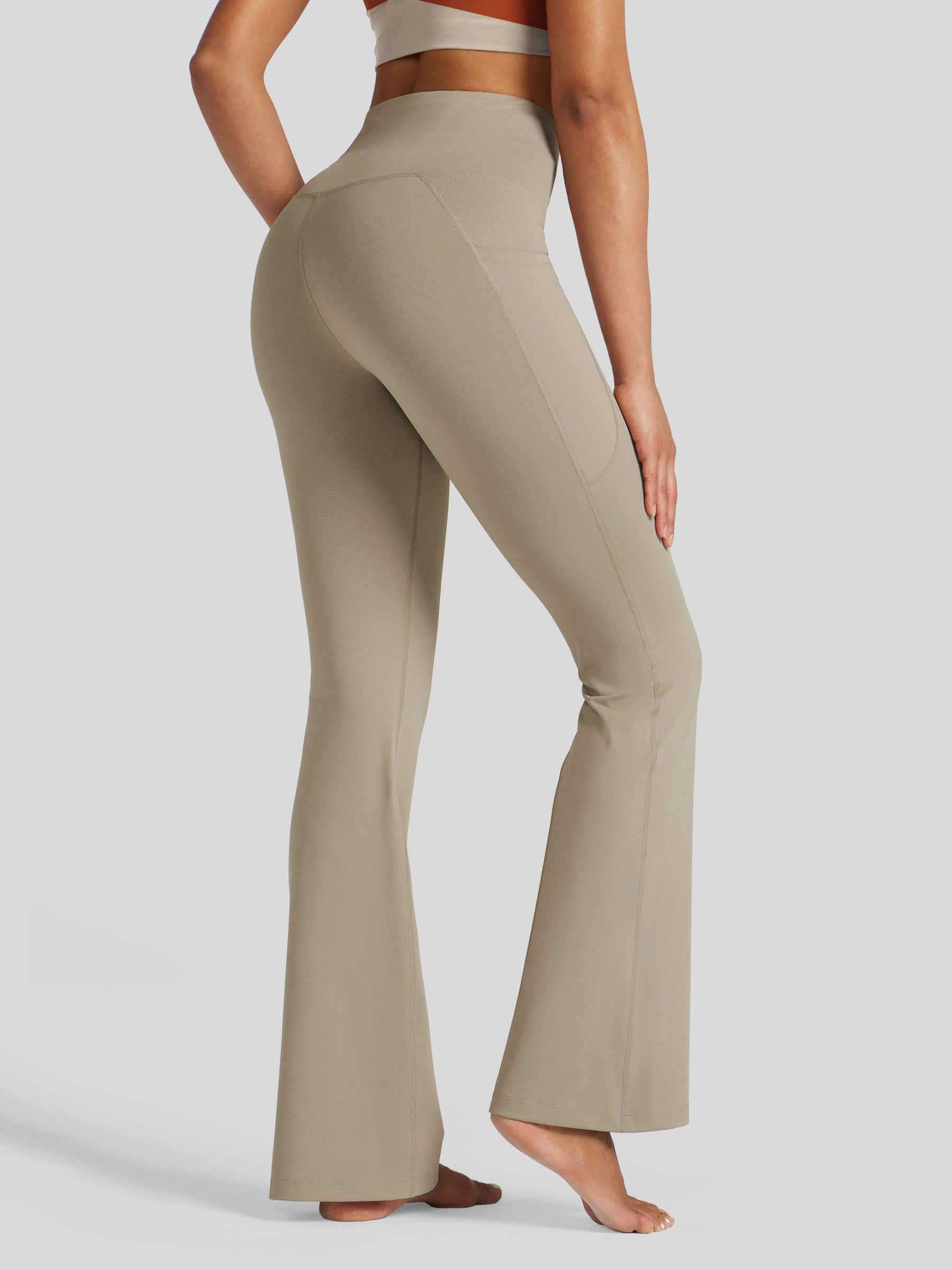 Womens Crossover Flare Yoga Leggings 29 Inch khaki