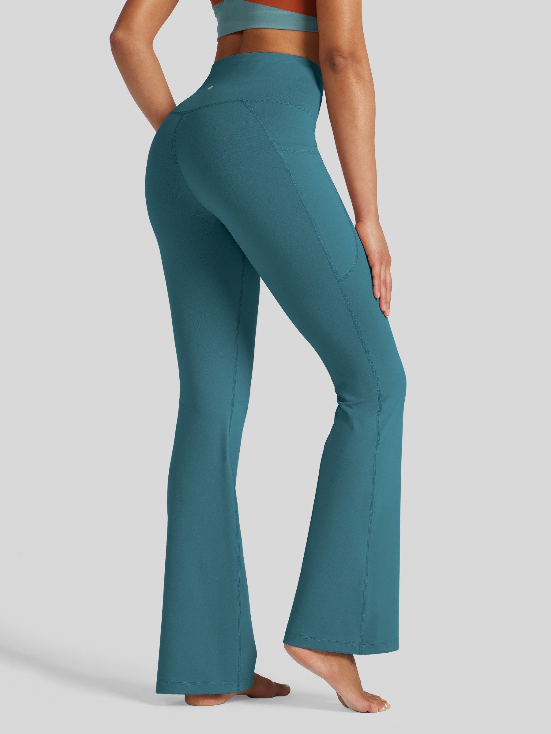 Womens Crossover Flare Yoga Leggings 29 Inch teal