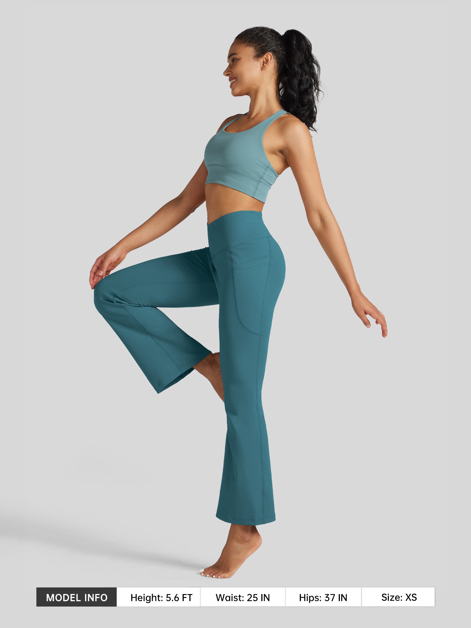 Womens Crossover Flare Yoga Leggings 31 Inch teal