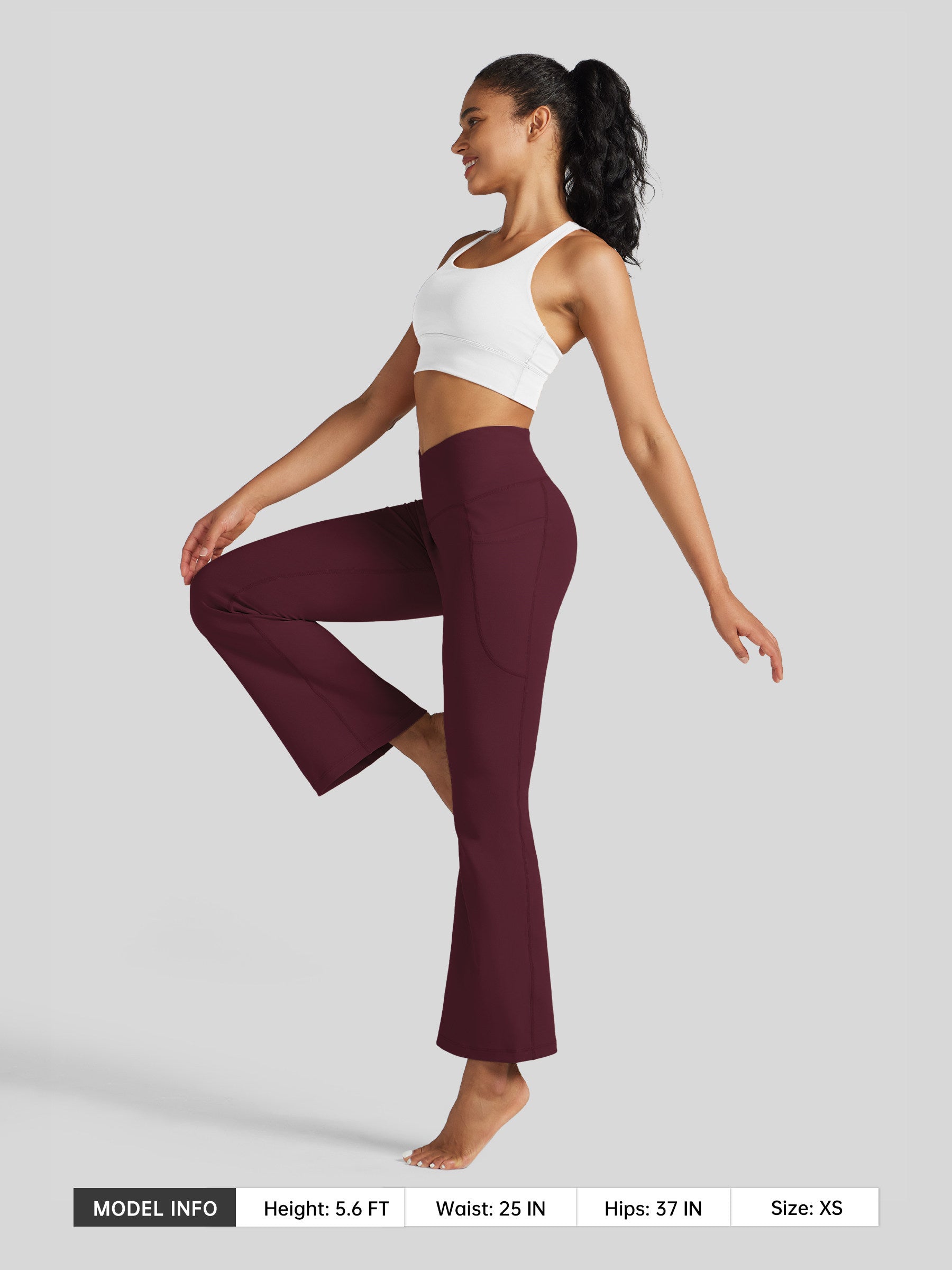 Womens Crossover Flare Yoga Leggings 31 Inch wine red
