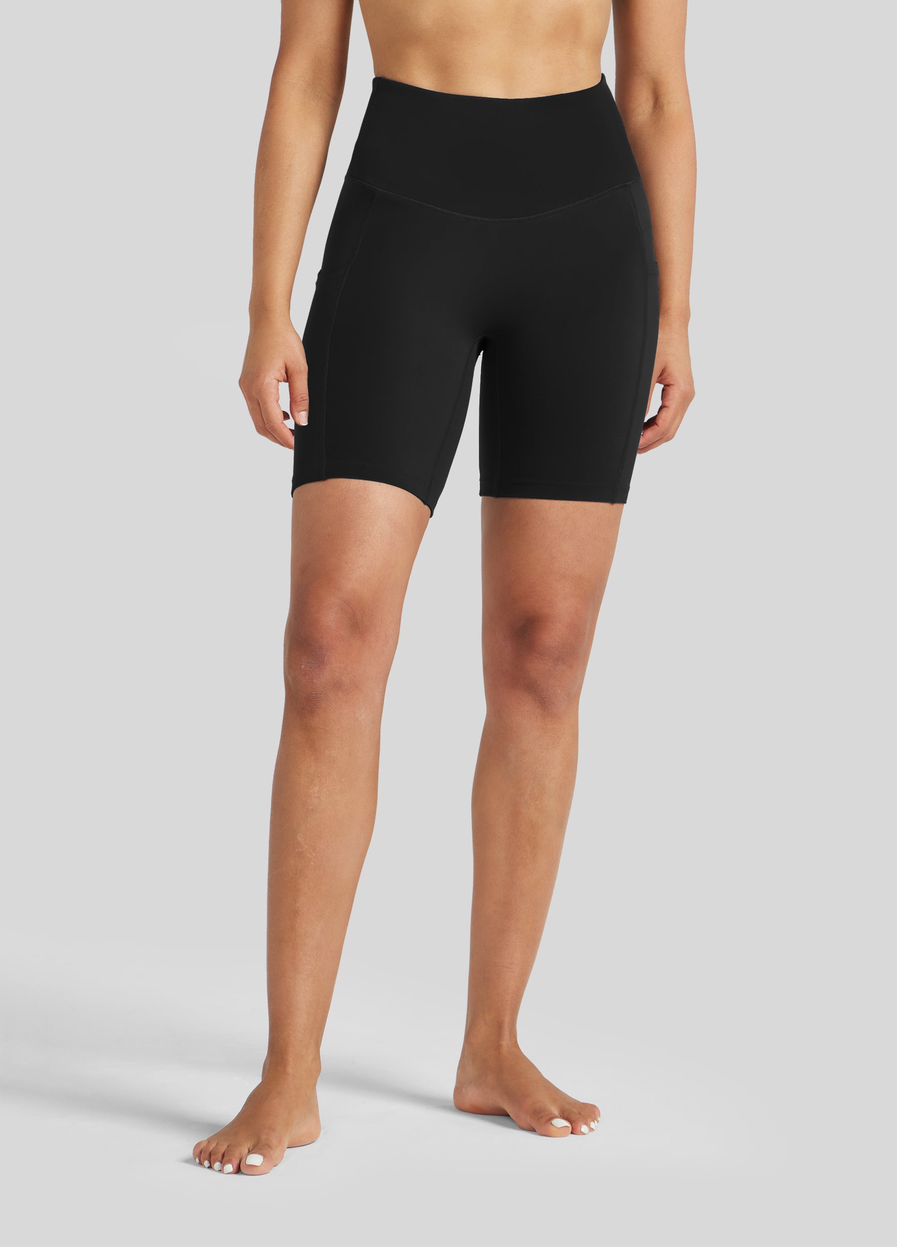 Womens Yoga Shorts with Pockets 7 Inch black