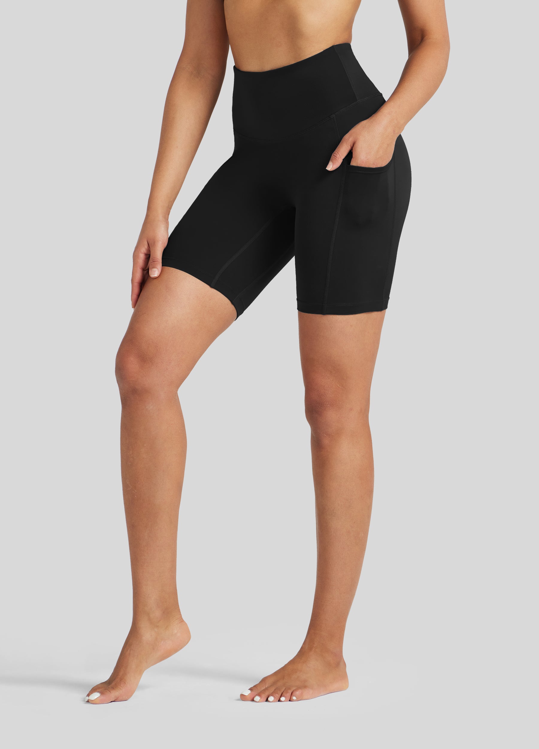 Womens Yoga Shorts with Pockets 7 Inch black