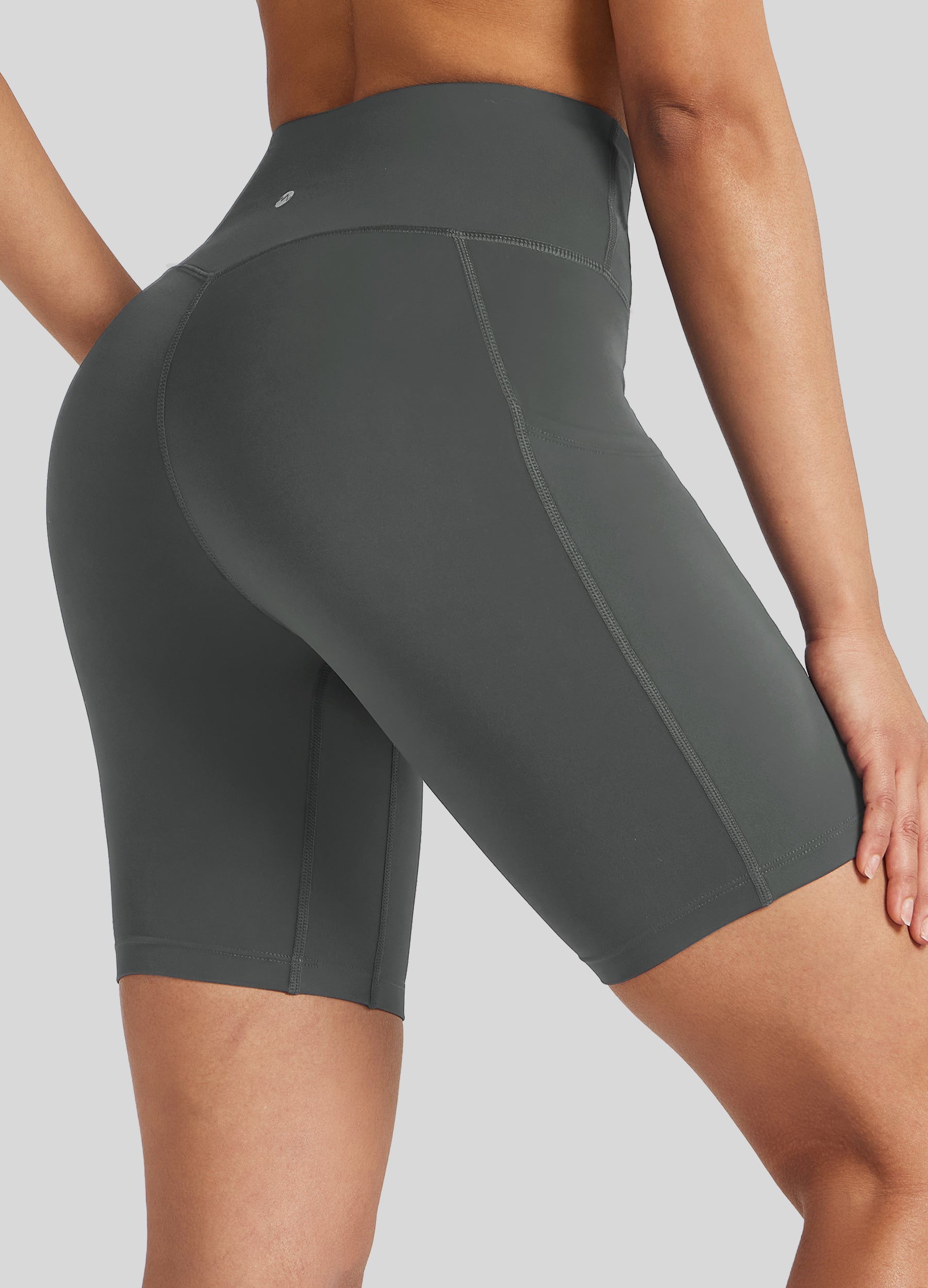 Womens Yoga Shorts with Pockets 7 Inch deep gray