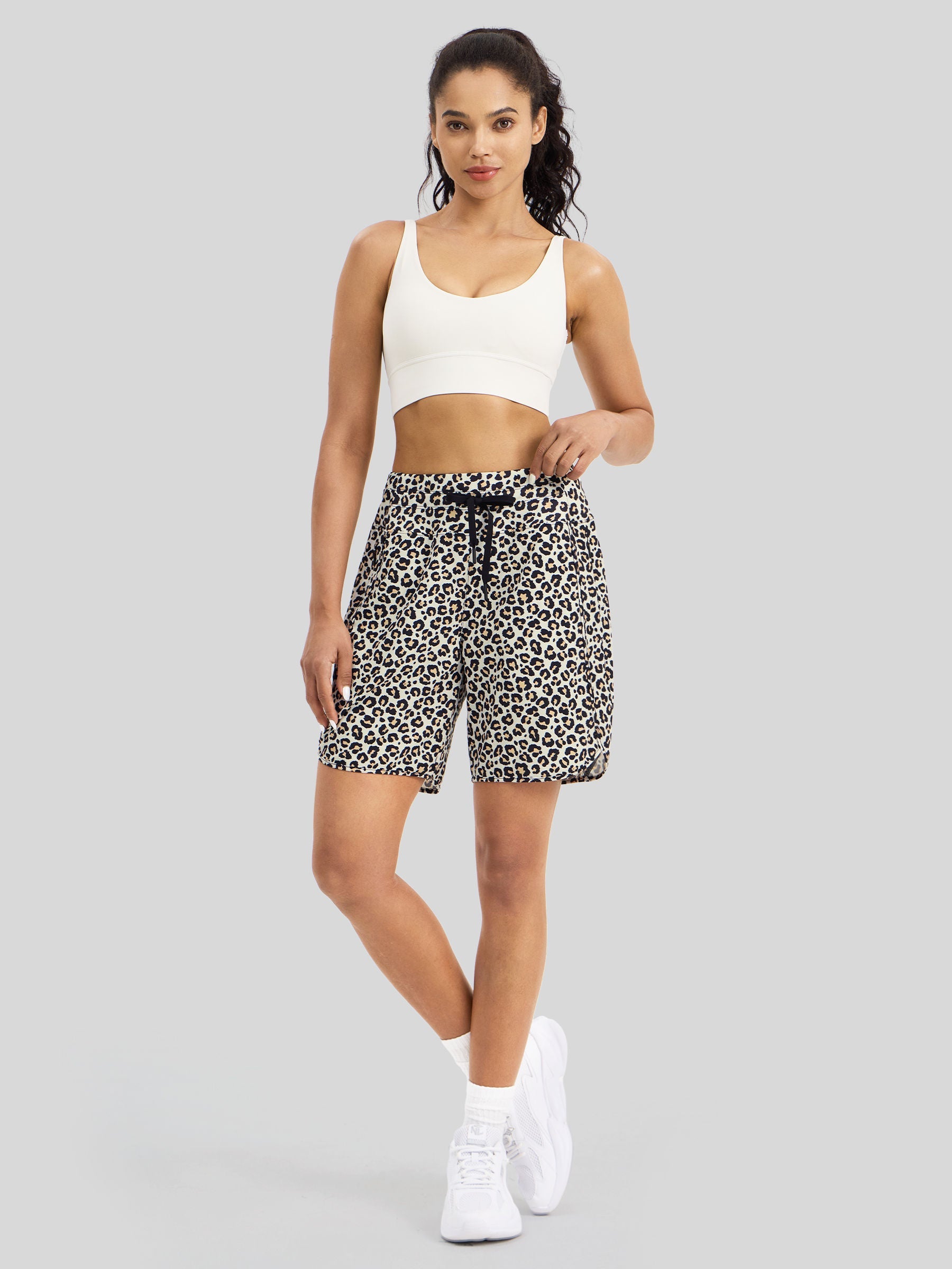 Willit Womens Active 7 Inch Shorts in leopard1