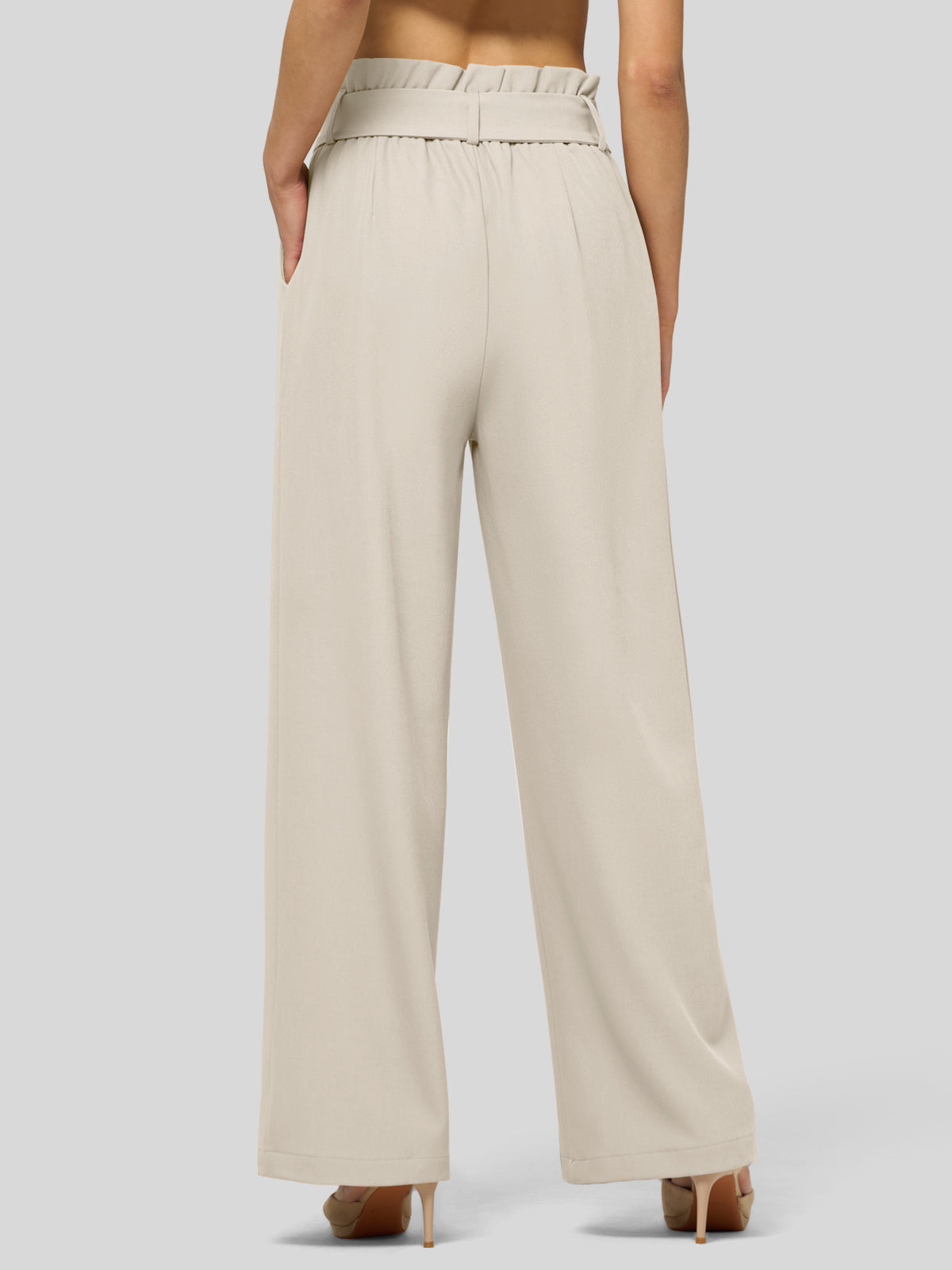 Willit Women's Wide-Leg Tie Knot Pants 32 Inch_bone