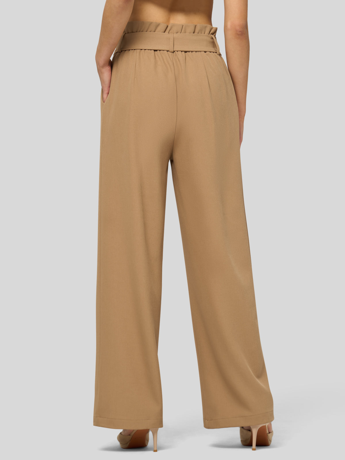 Willit Women's Wide-Leg Tie Knot Pants 32 Inch_deepkhaki