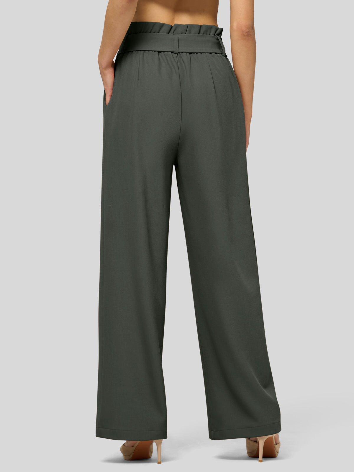 Willit Women's Wide-Leg Tie Knot Pants 30 Inch_forestgreen