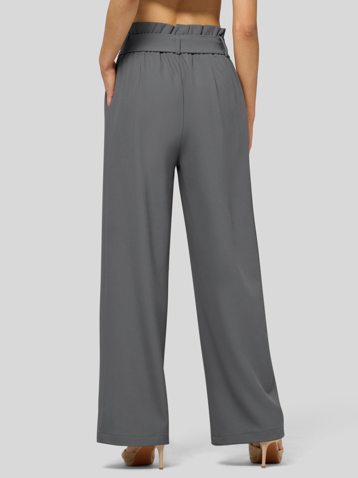 Willit Women's Wide-Leg Tie Knot Pants 30 Inch_inkgray