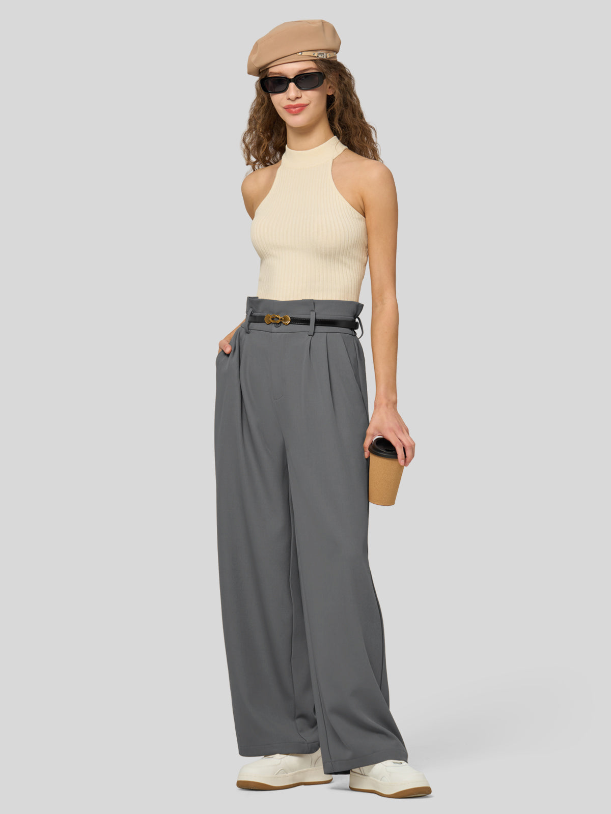 Willit Women's Wide-Leg Tie Knot Pants 30 Inch_inkgray