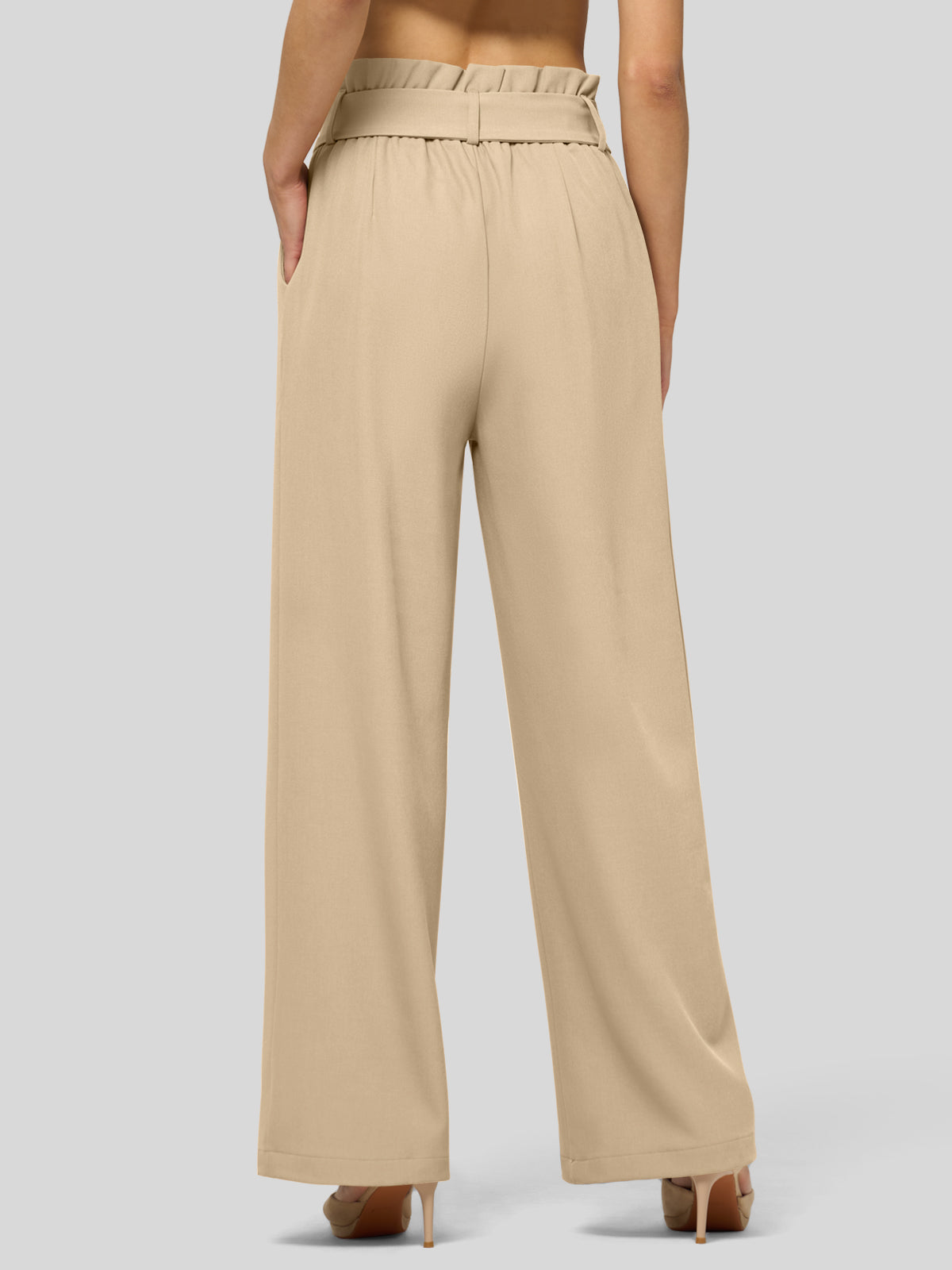 Willit Women's Wide-Leg Tie Knot Pants 32 Inch_lightkhaki
