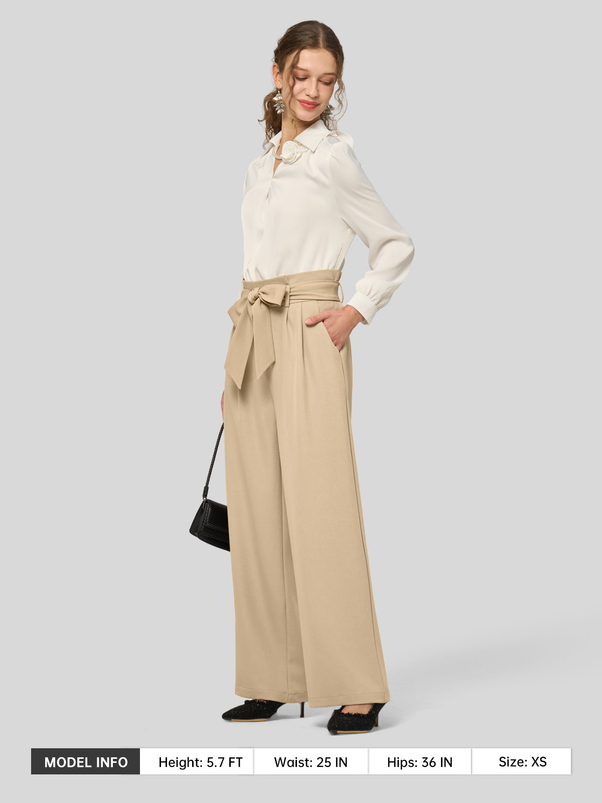 Willit Women's Wide-Leg Tie Knot Pants 32 Inch_lightkhaki