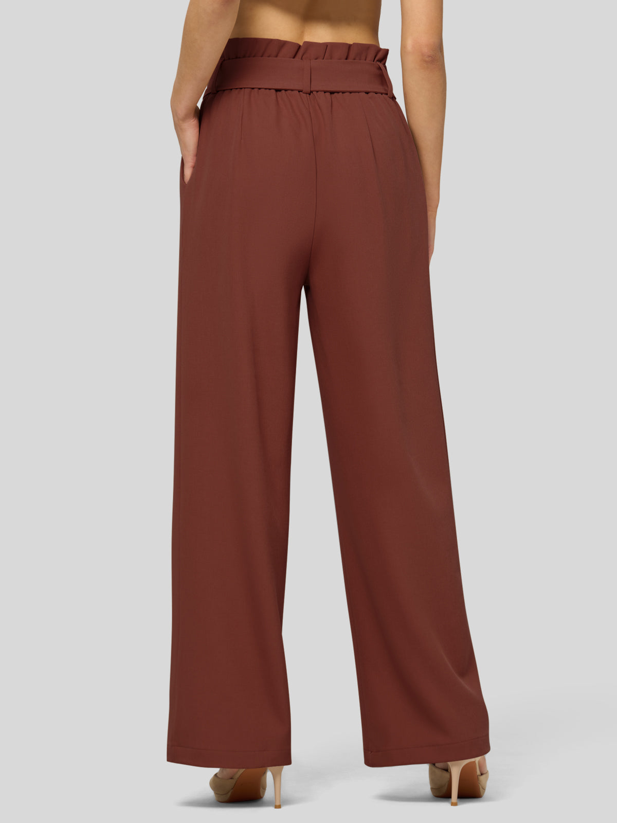 Willit Women's Wide-Leg Tie Knot Pants 32 Inch_rust